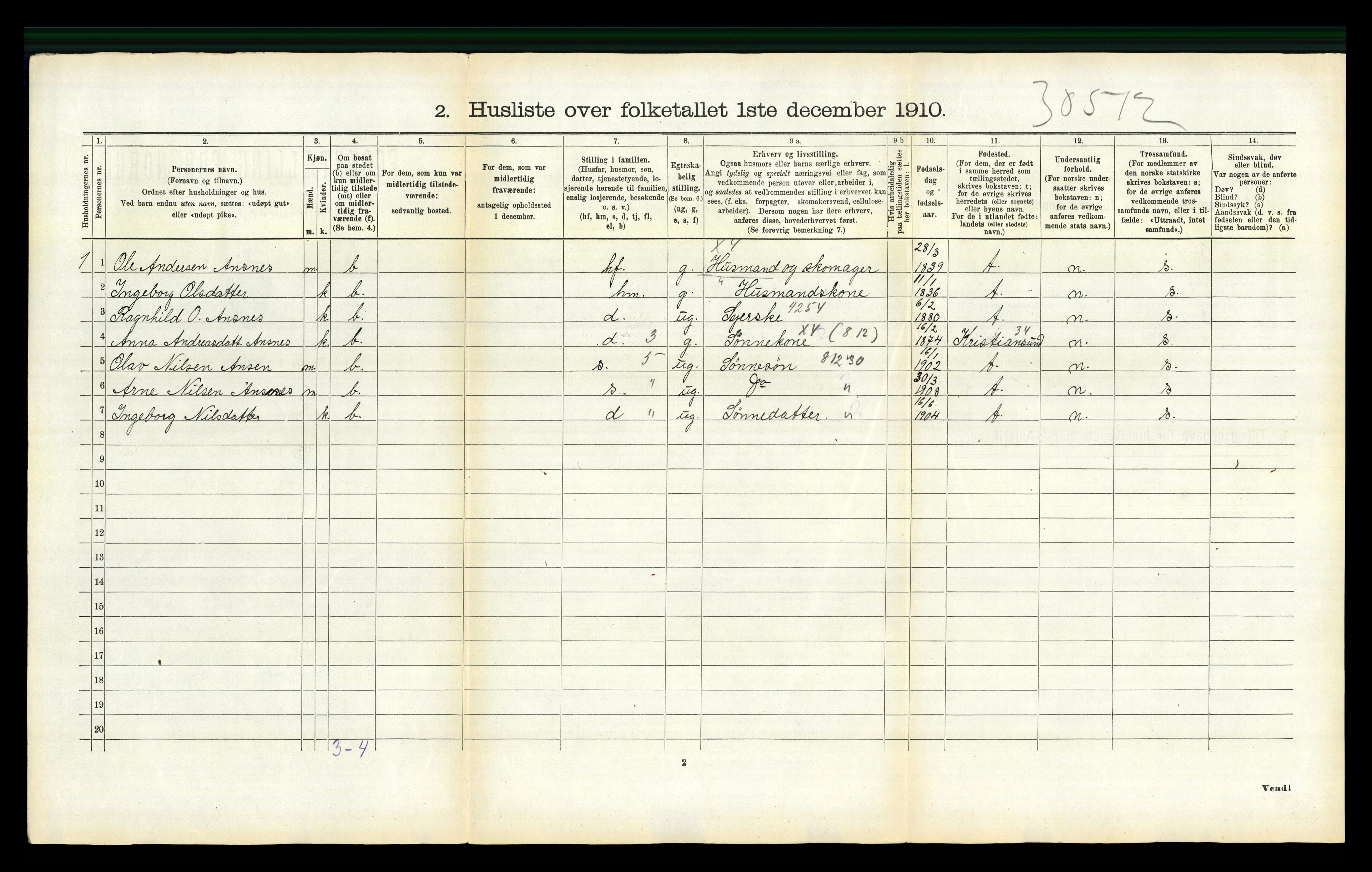 RA, 1910 census for Stangvik, 1910, p. 183