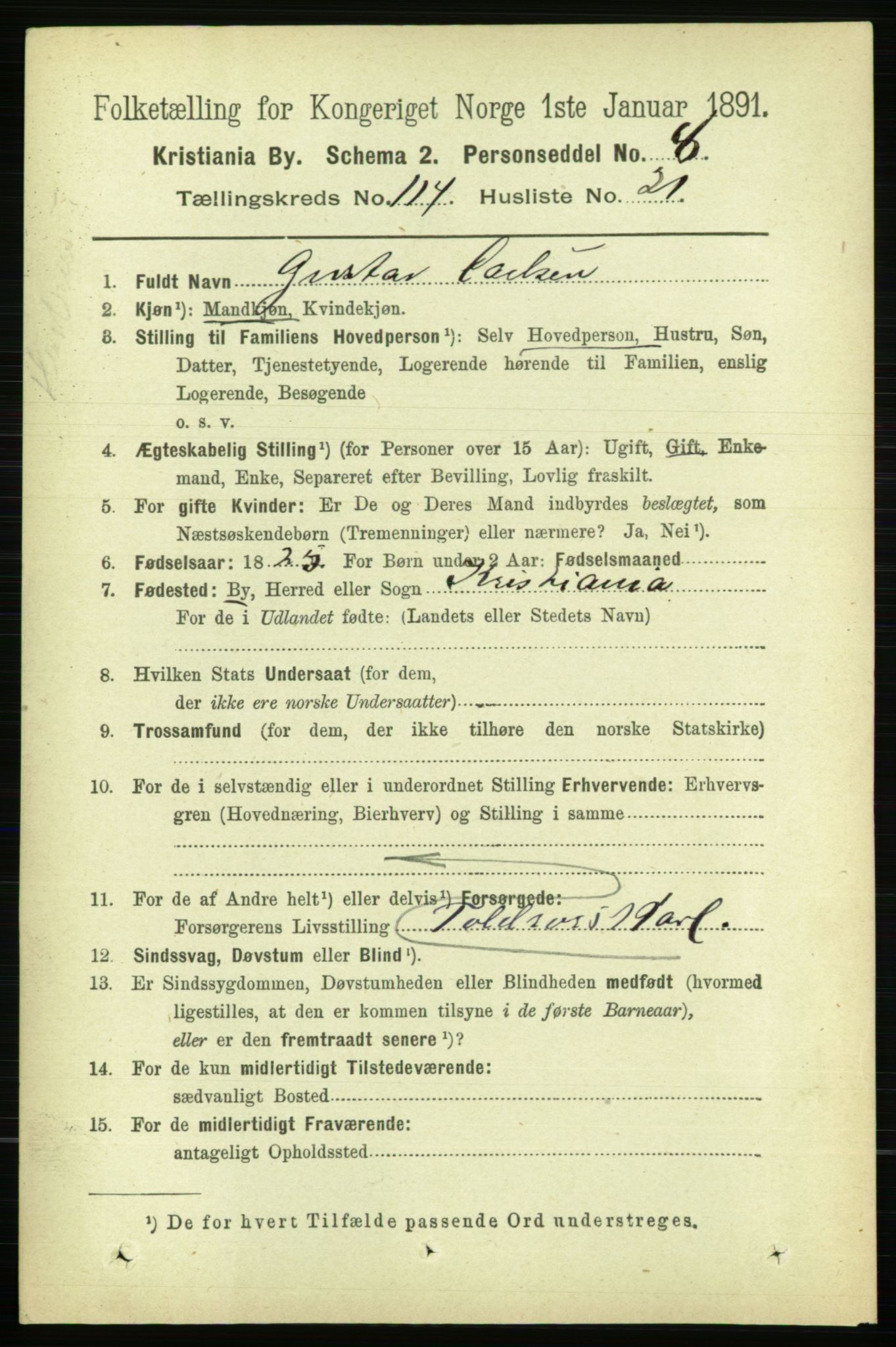 RA, 1891 census for 0301 Kristiania, 1891, p. 61365
