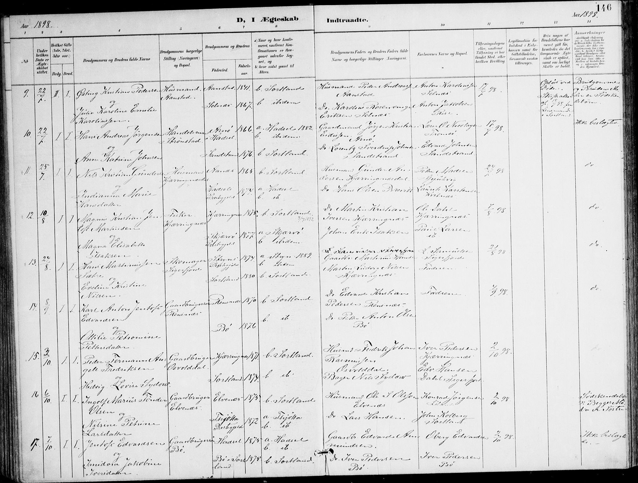 Ministerialprotokoller, klokkerbøker og fødselsregistre - Nordland, AV/SAT-A-1459/895/L1372: Parish register (official) no. 895A07, 1894-1914, p. 146