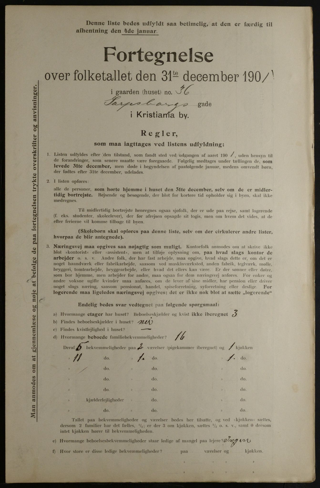 OBA, Municipal Census 1901 for Kristiania, 1901, p. 13849