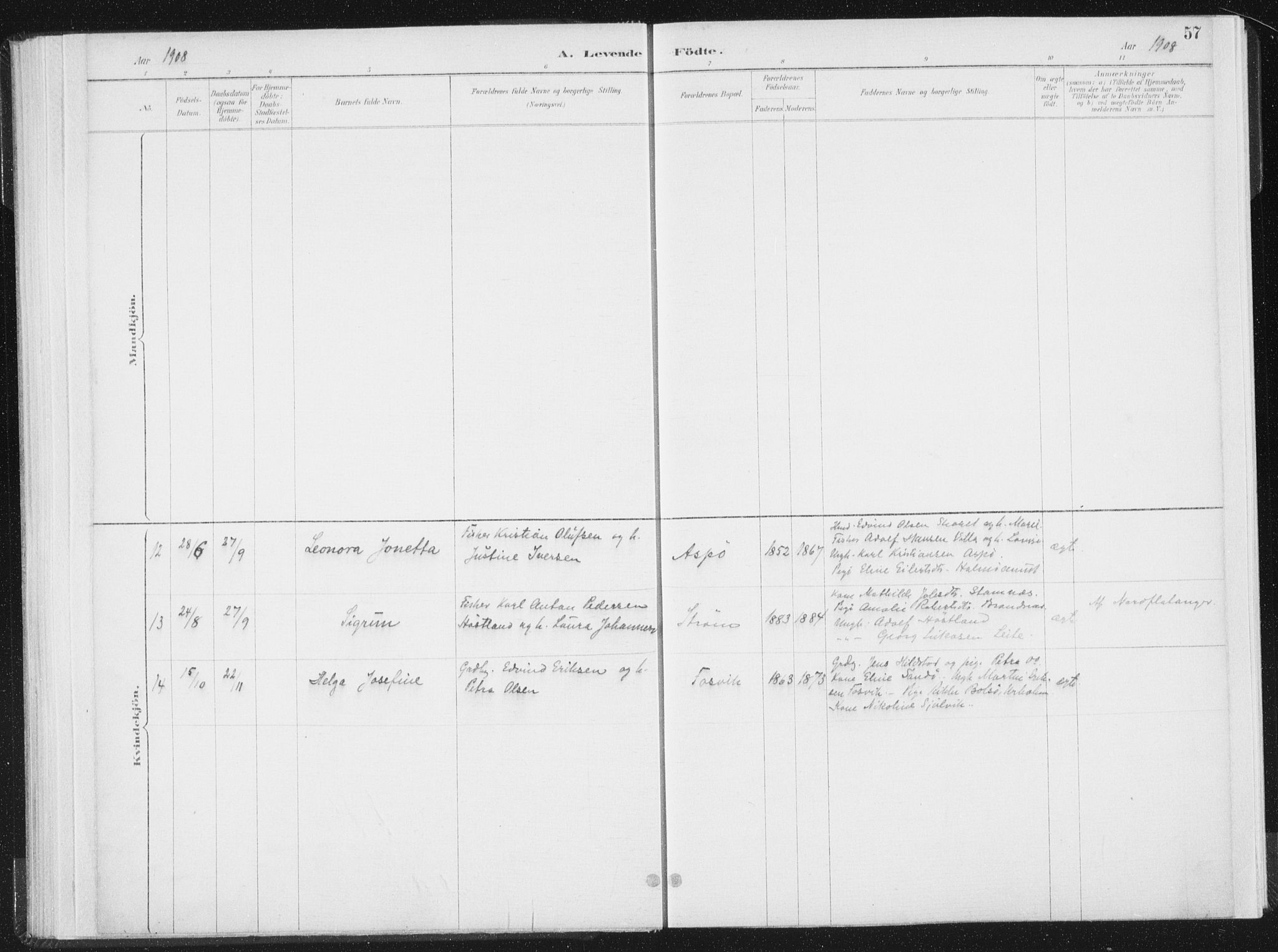 Ministerialprotokoller, klokkerbøker og fødselsregistre - Nord-Trøndelag, SAT/A-1458/771/L0597: Parish register (official) no. 771A04, 1885-1910, p. 57