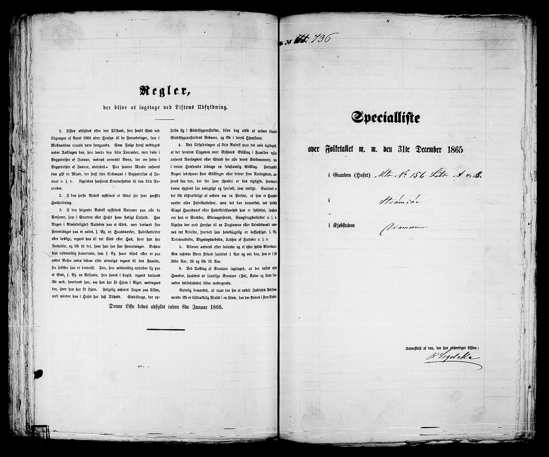 RA, 1865 census for Strømsø in Drammen, 1865, p. 287