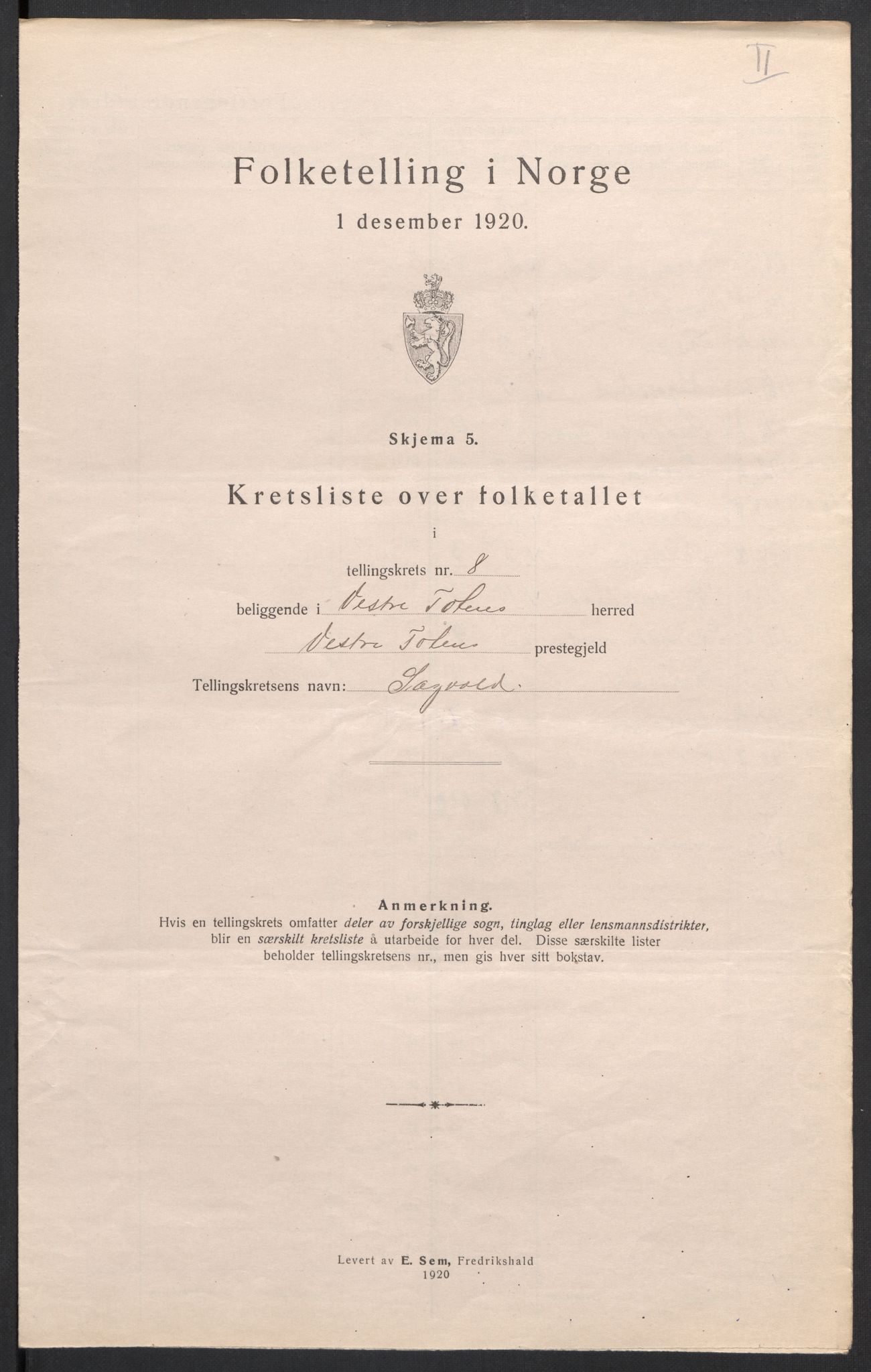 SAH, 1920 census for Vestre Toten, 1920, p. 35