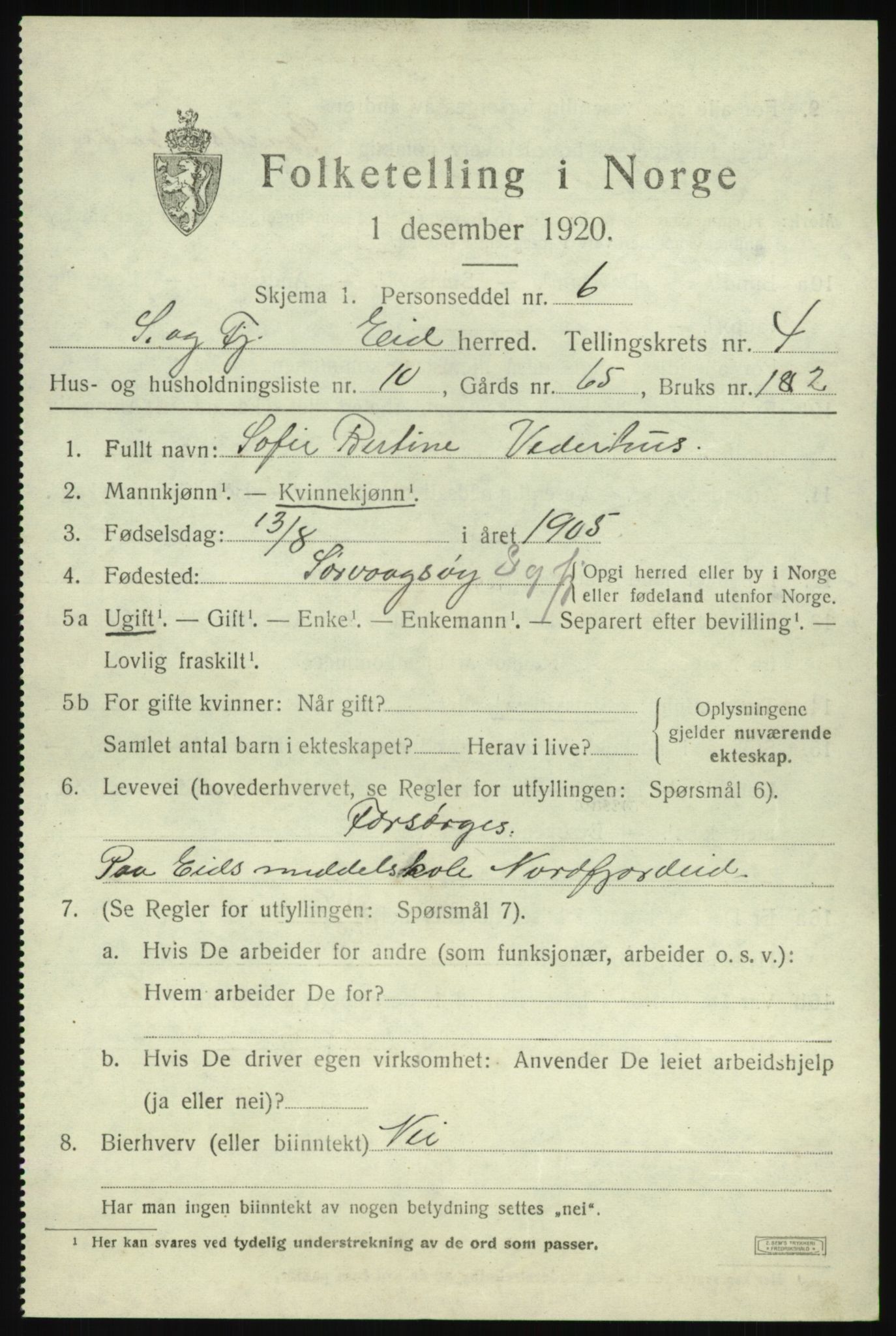 SAB, 1920 census for Eid, 1920, p. 2408