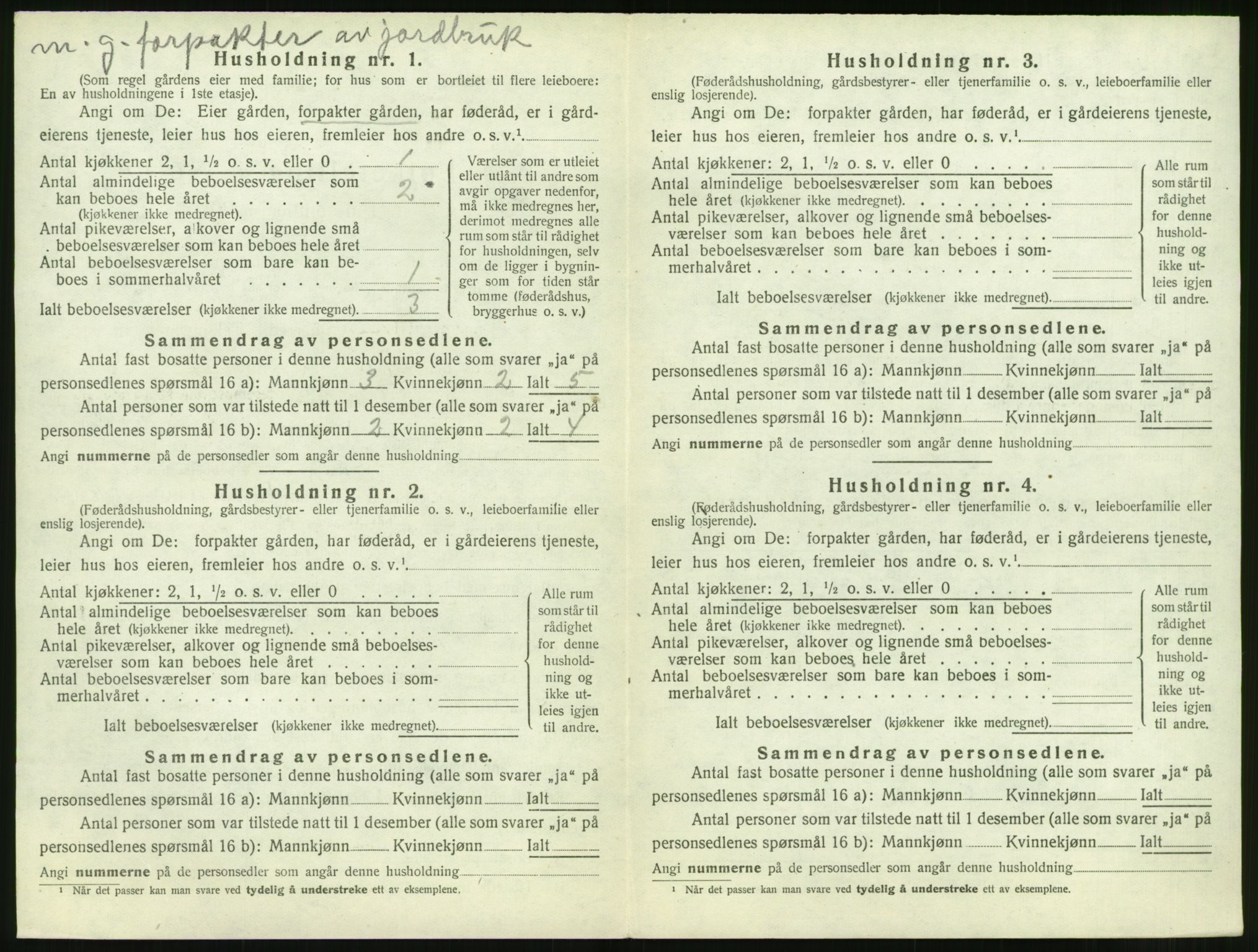 SAT, 1920 census for Vatne, 1920, p. 167