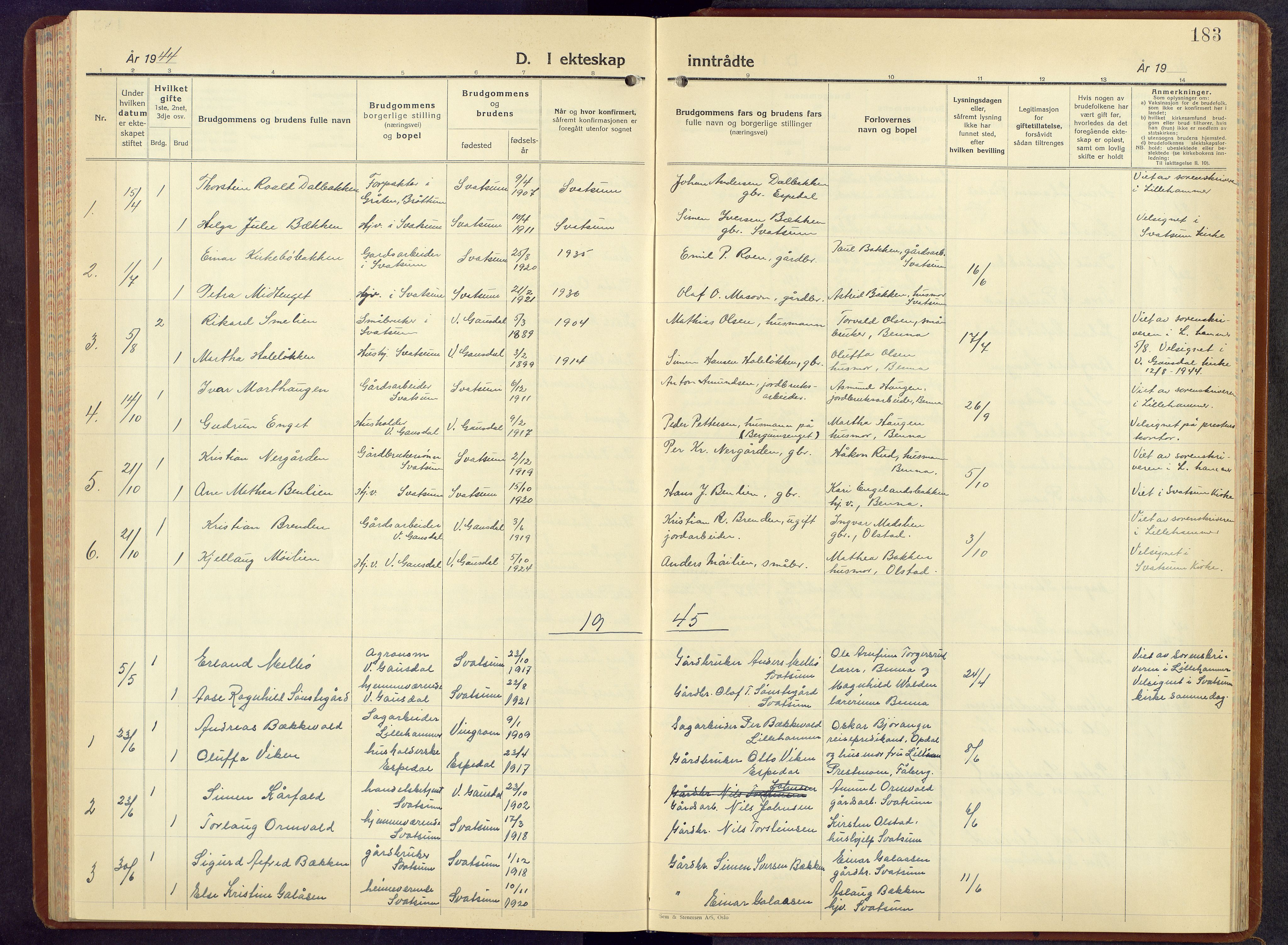 Vestre Gausdal prestekontor, AV/SAH-PREST-094/H/Ha/Hab/L0006: Parish register (copy) no. 6, 1940-1977, p. 183