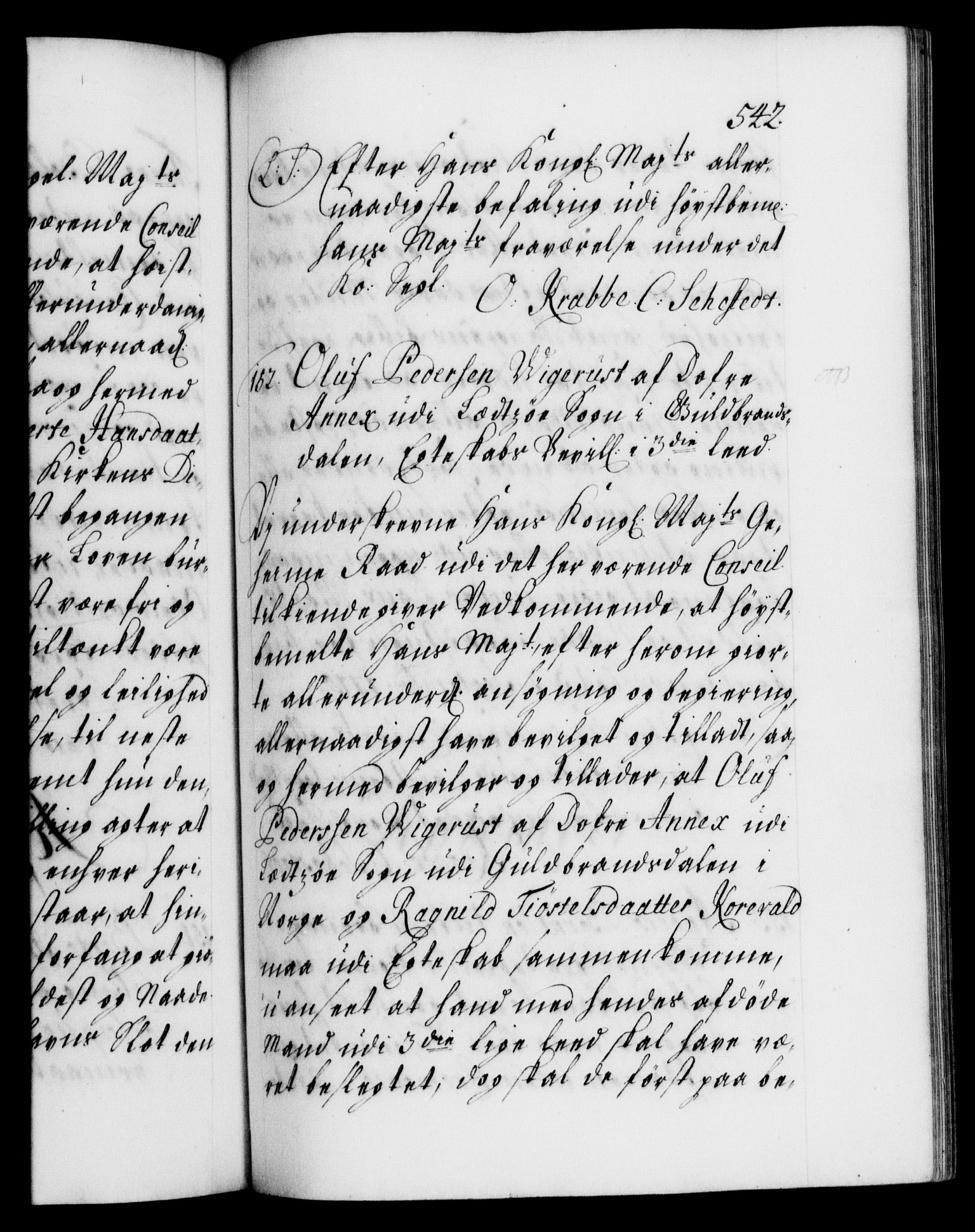 Danske Kanselli 1572-1799, AV/RA-EA-3023/F/Fc/Fca/Fcaa/L0021: Norske registre, 1712-1715, p. 542a