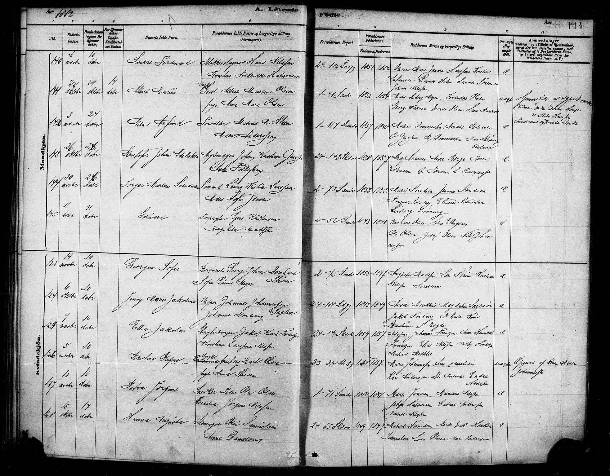 Sandviken Sokneprestembete, AV/SAB-A-77601/H/Ha/L0004: Parish register (official) no. B 1, 1878-1891, p. 114