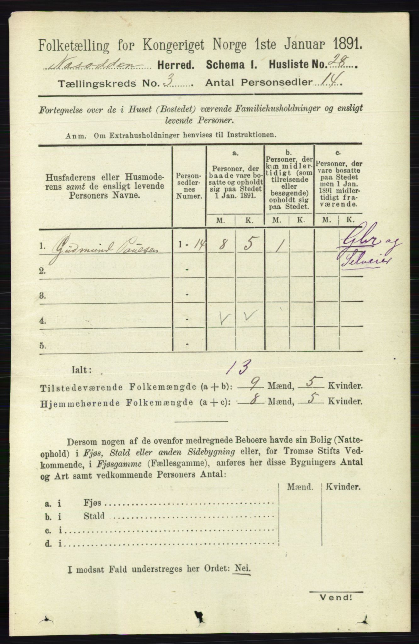 RA, 1891 census for 0216 Nesodden, 1891, p. 993