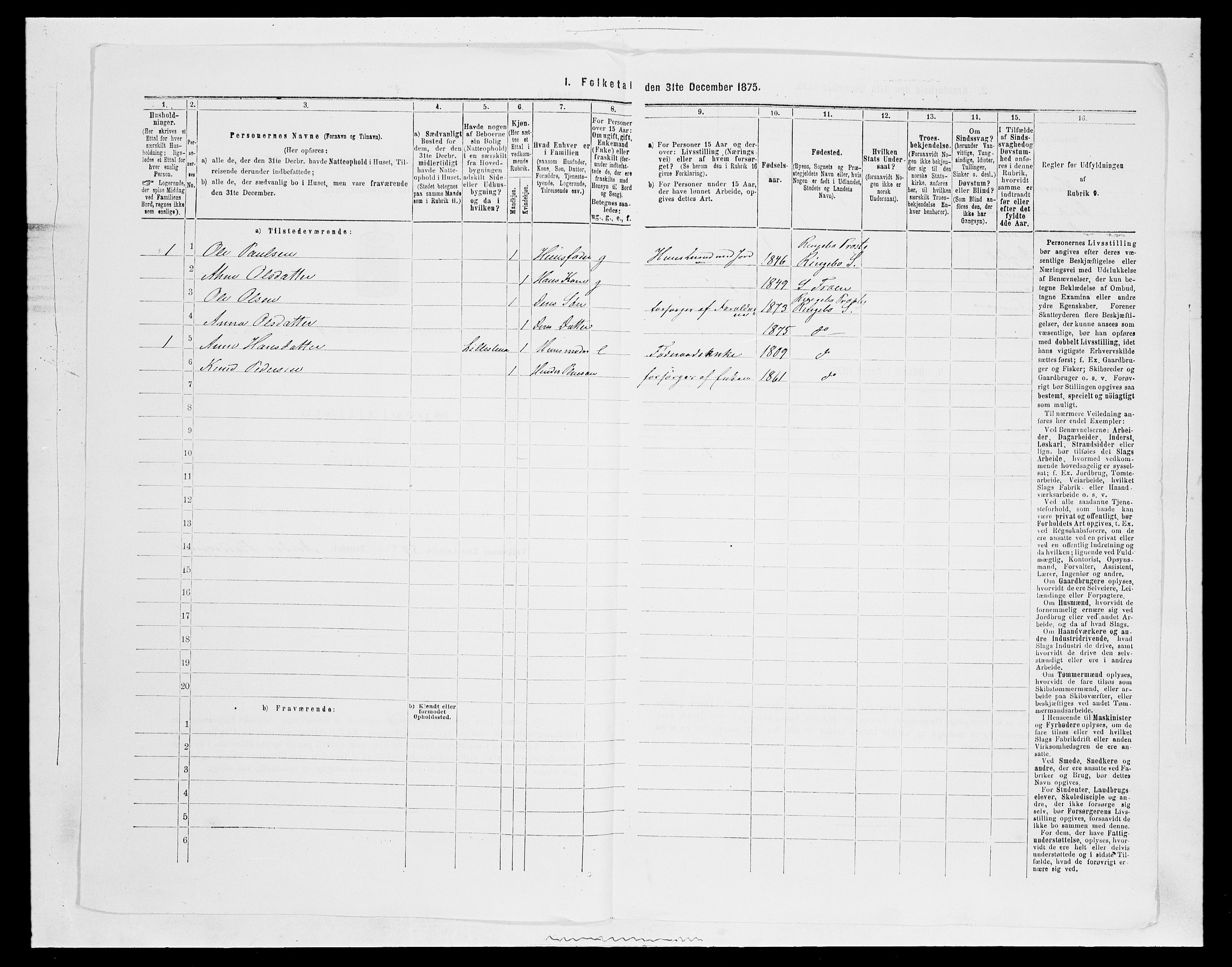 SAH, 1875 census for 0520P Ringebu, 1875, p. 550