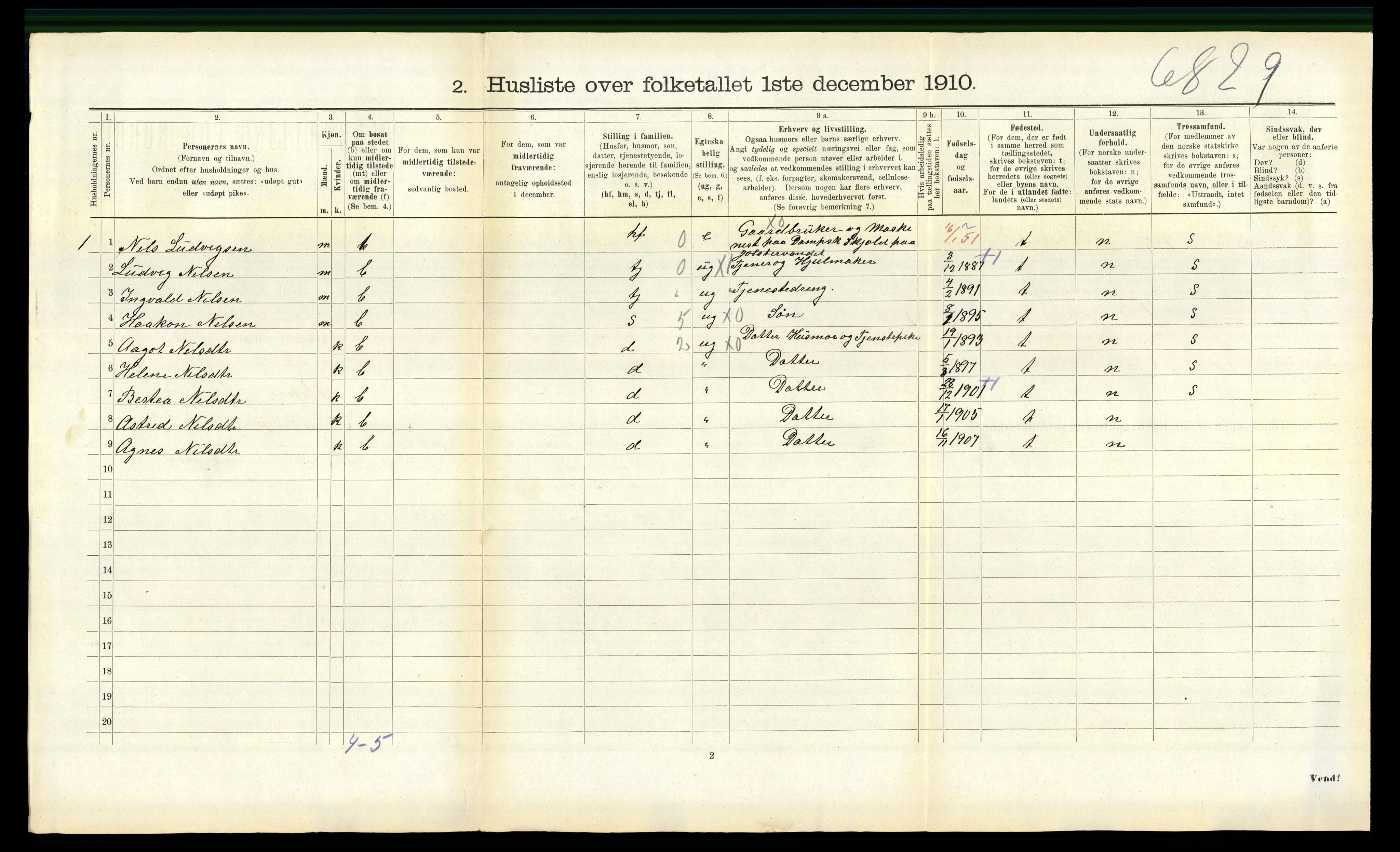 RA, 1910 census for Jølster, 1910, p. 199