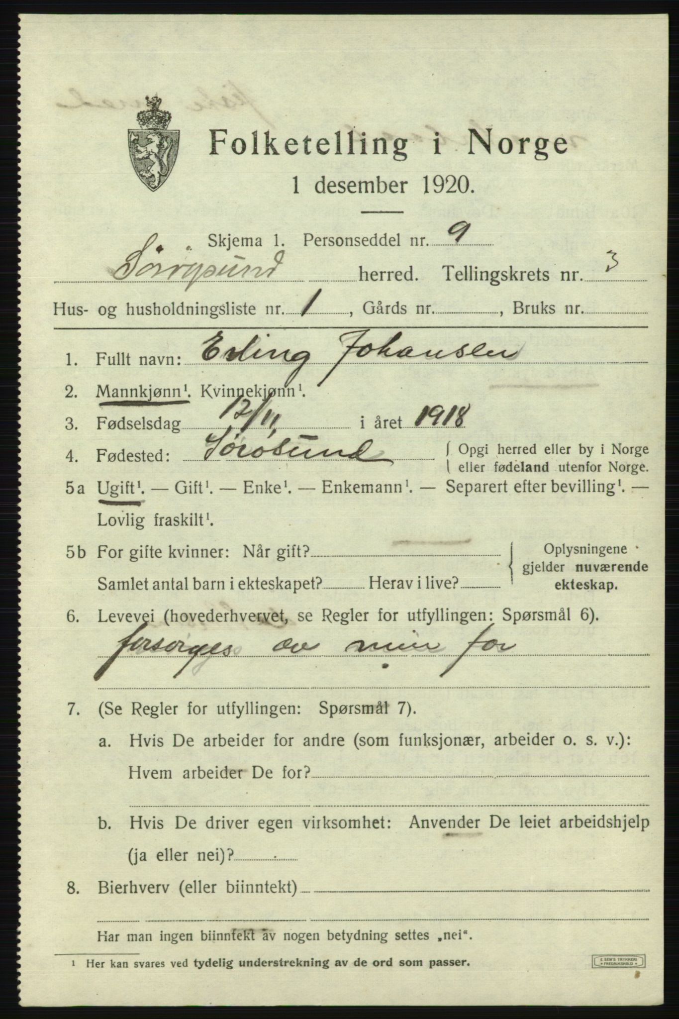 SATØ, 1920 census for Sørøysund rural district, 1920, p. 1116