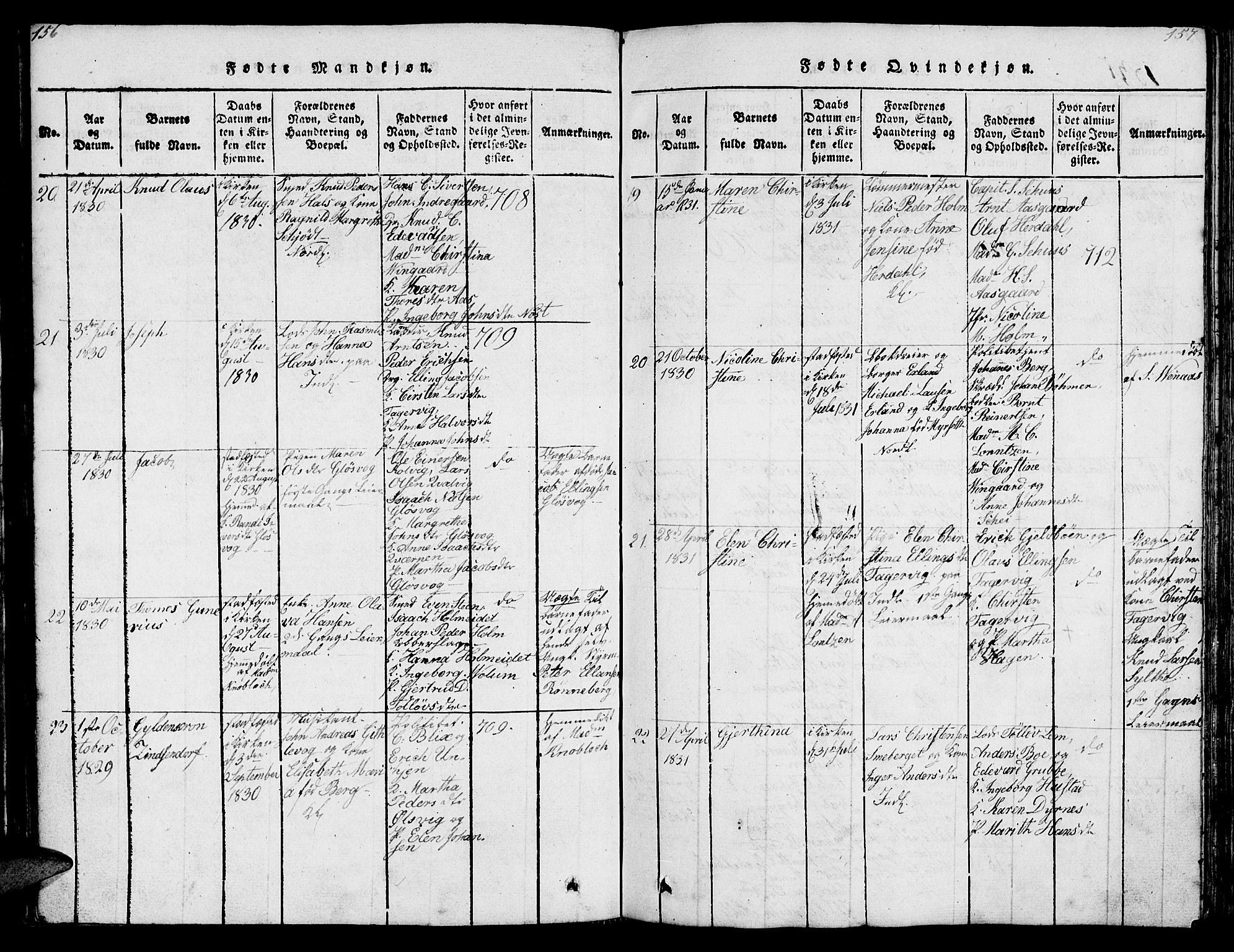 Ministerialprotokoller, klokkerbøker og fødselsregistre - Møre og Romsdal, AV/SAT-A-1454/572/L0856: Parish register (copy) no. 572C01, 1819-1832, p. 156-157