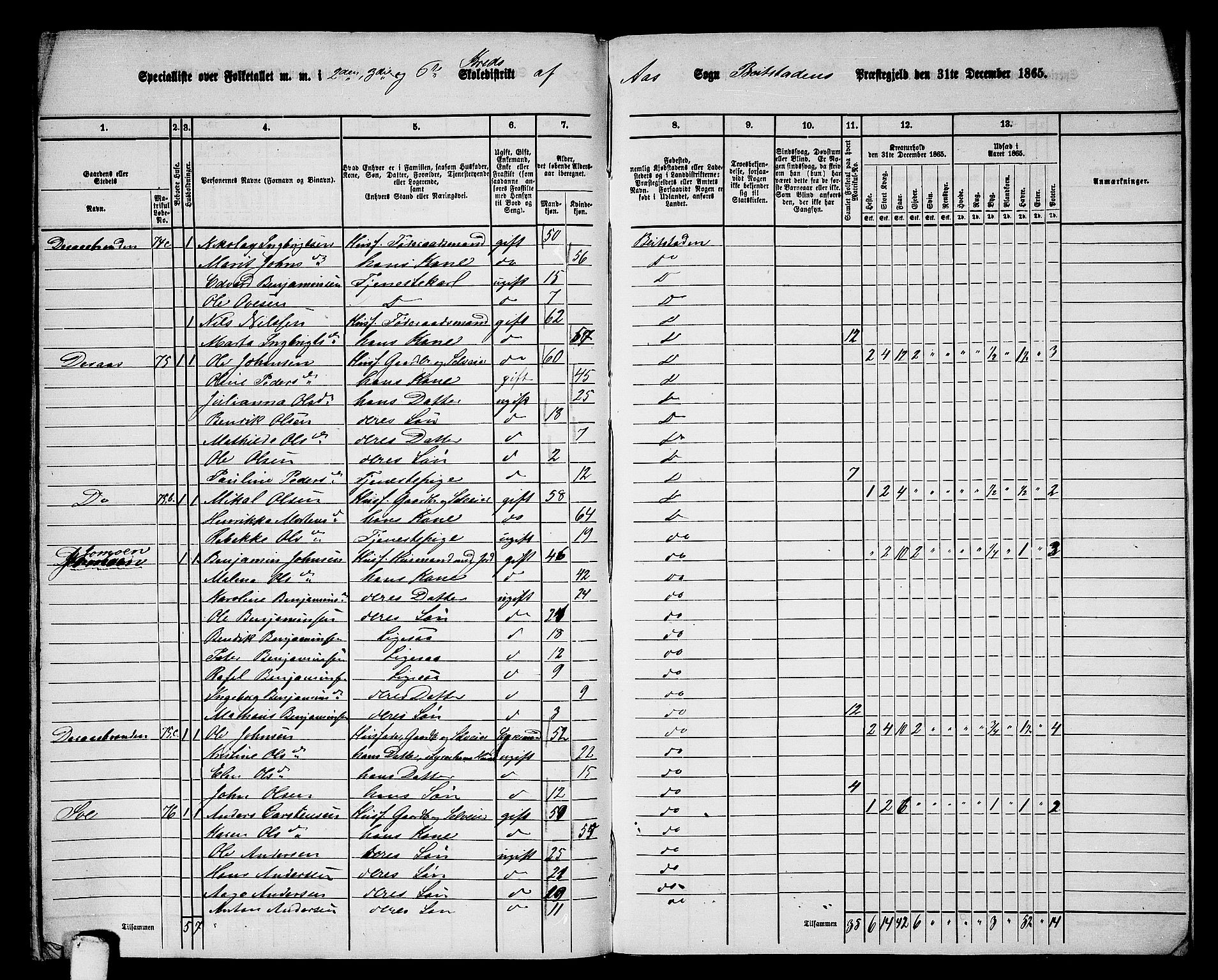 RA, 1865 census for Beitstad, 1865, p. 203