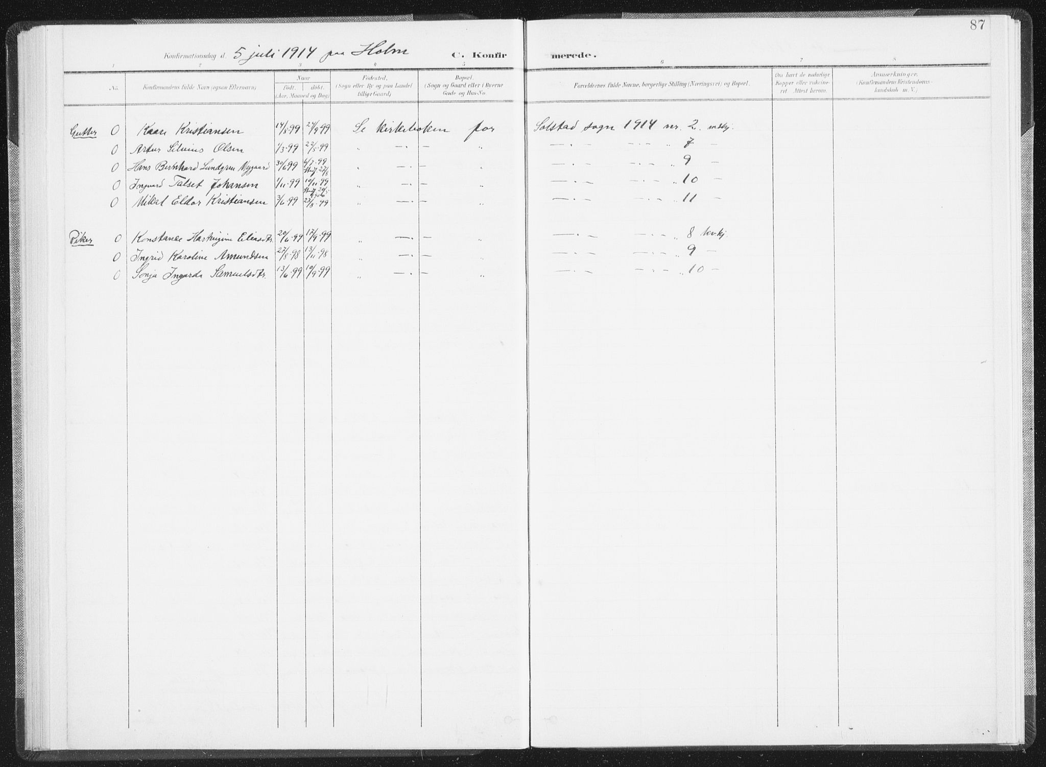 Ministerialprotokoller, klokkerbøker og fødselsregistre - Nordland, AV/SAT-A-1459/810/L0153: Parish register (official) no. 810A12, 1899-1914, p. 87