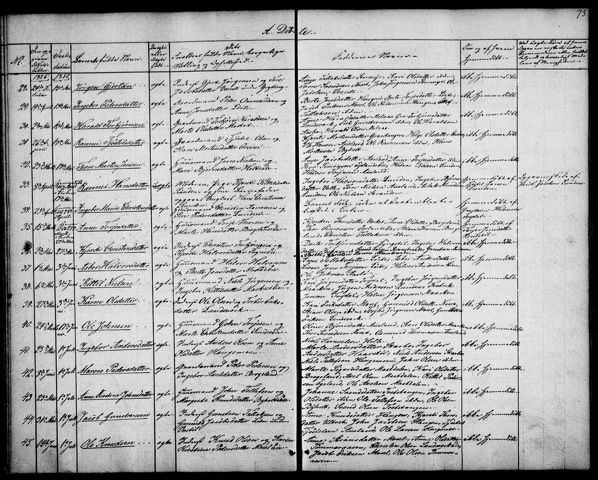 Gjerstad sokneprestkontor, SAK/1111-0014/F/Fa/Faa/L0006: Parish register (official) no. A 6, 1841-1857, p. 73
