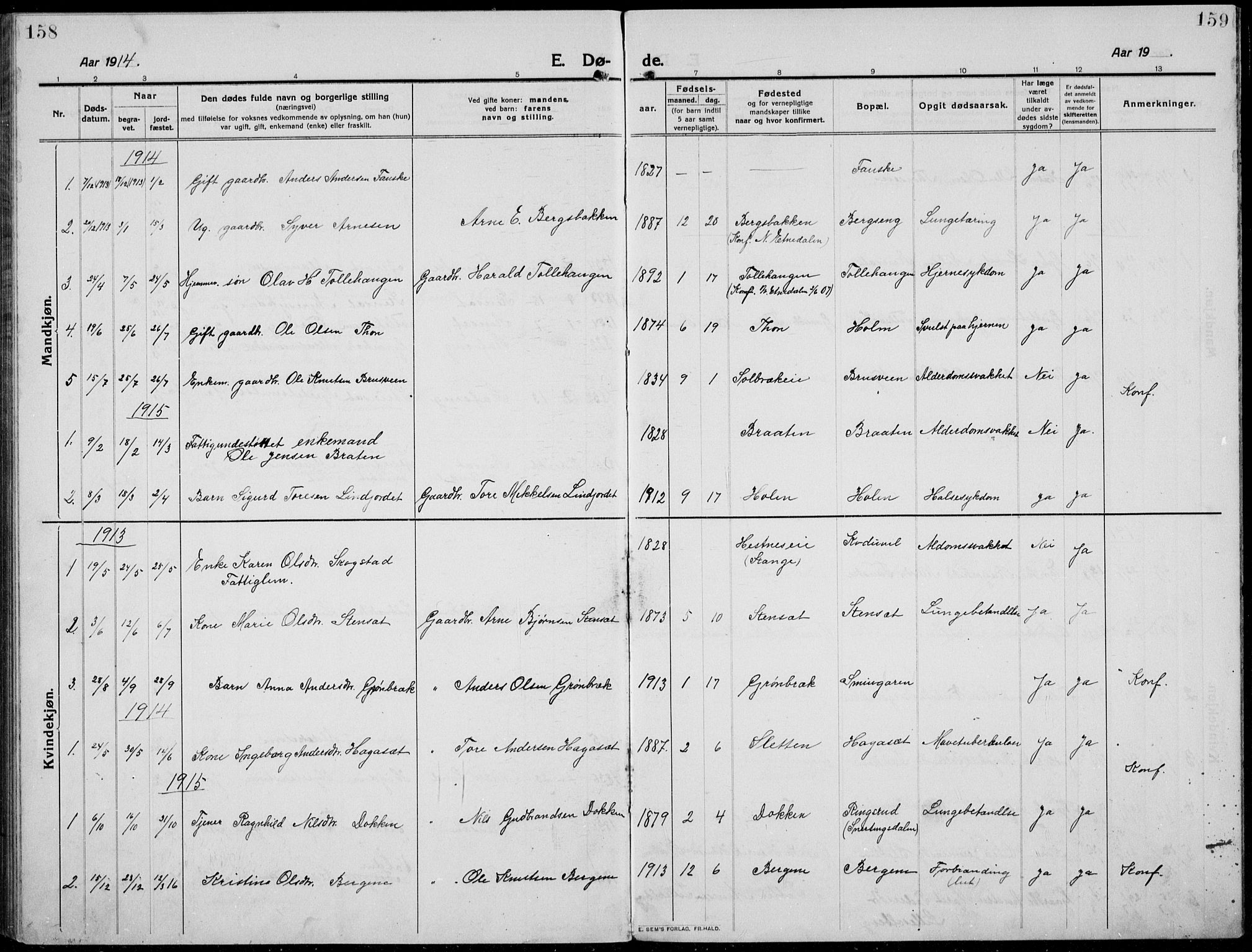 Etnedal prestekontor, AV/SAH-PREST-130/H/Ha/Hab/Habb/L0002: Parish register (copy) no. II 2, 1912-1934, p. 158-159