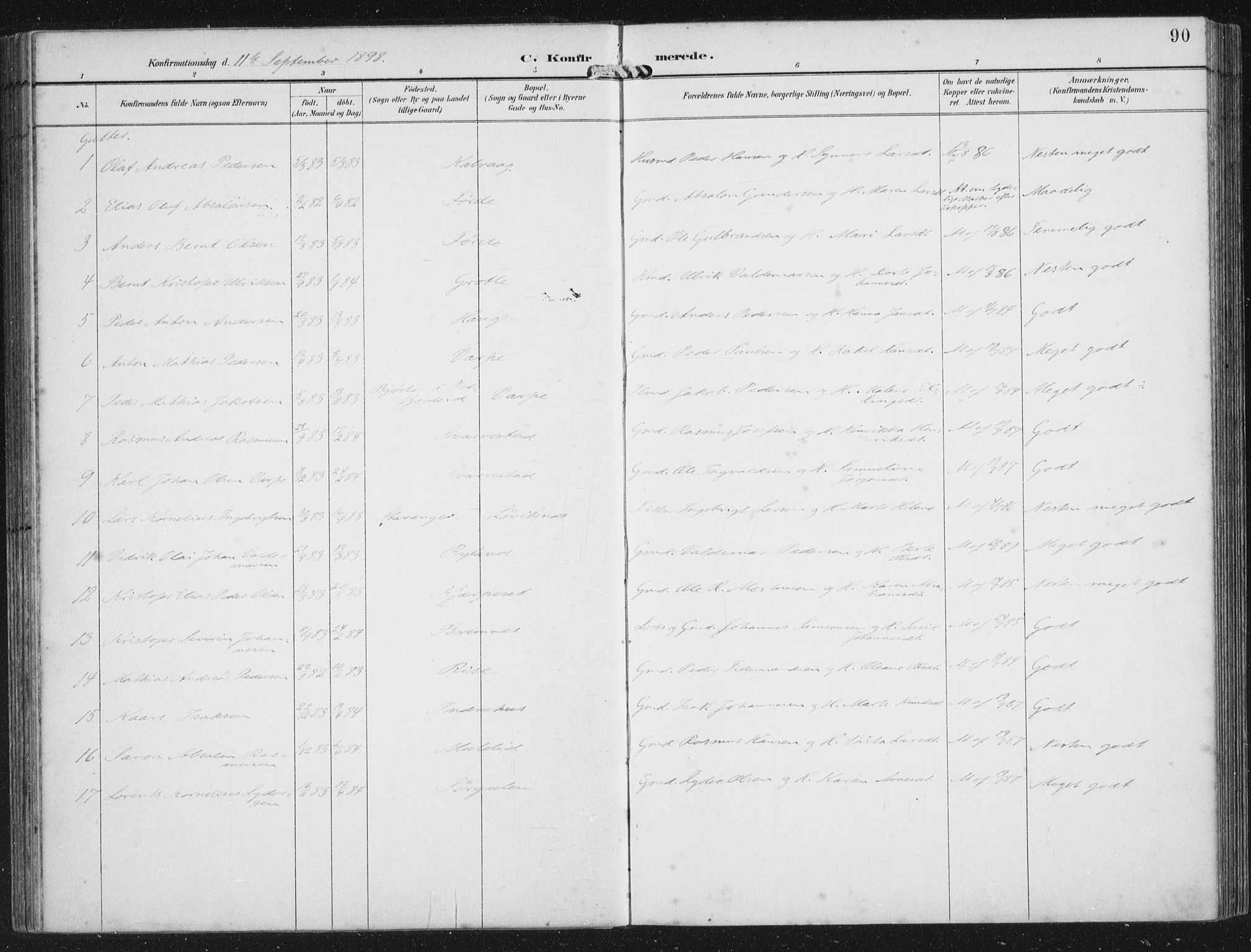 Bremanger sokneprestembete, AV/SAB-A-82201/H/Haa/Haab/L0002: Parish register (official) no. B  2, 1896-1908, p. 90