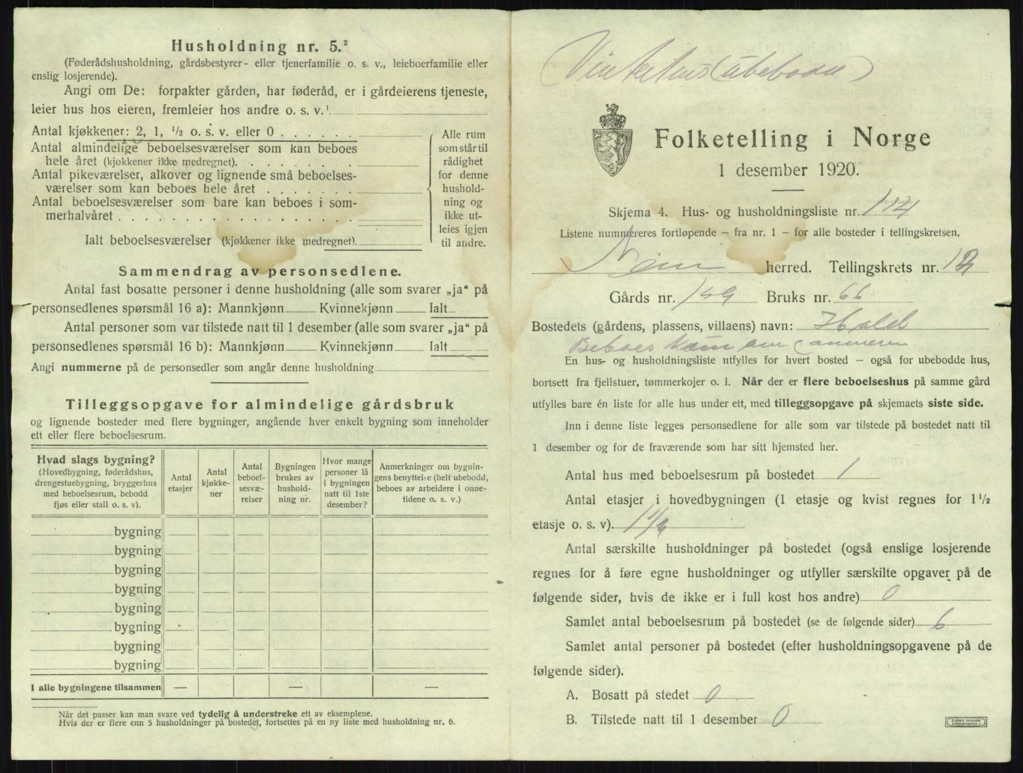 SAKO, 1920 census for Sem, 1920, p. 2775