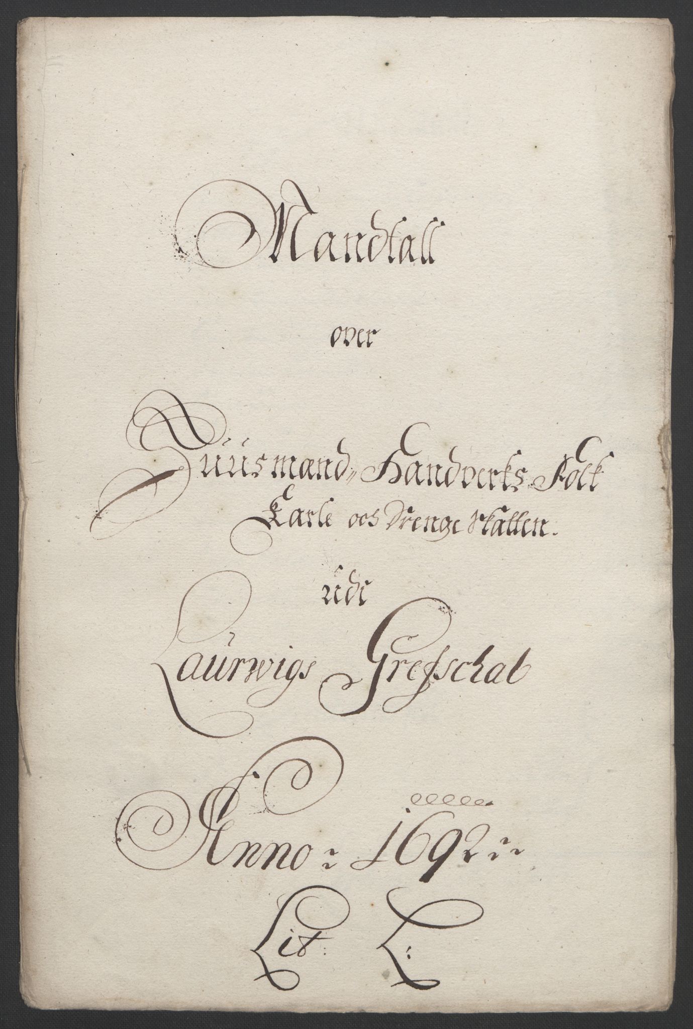 Rentekammeret inntil 1814, Reviderte regnskaper, Fogderegnskap, RA/EA-4092/R33/L1973: Fogderegnskap Larvik grevskap, 1692, p. 139