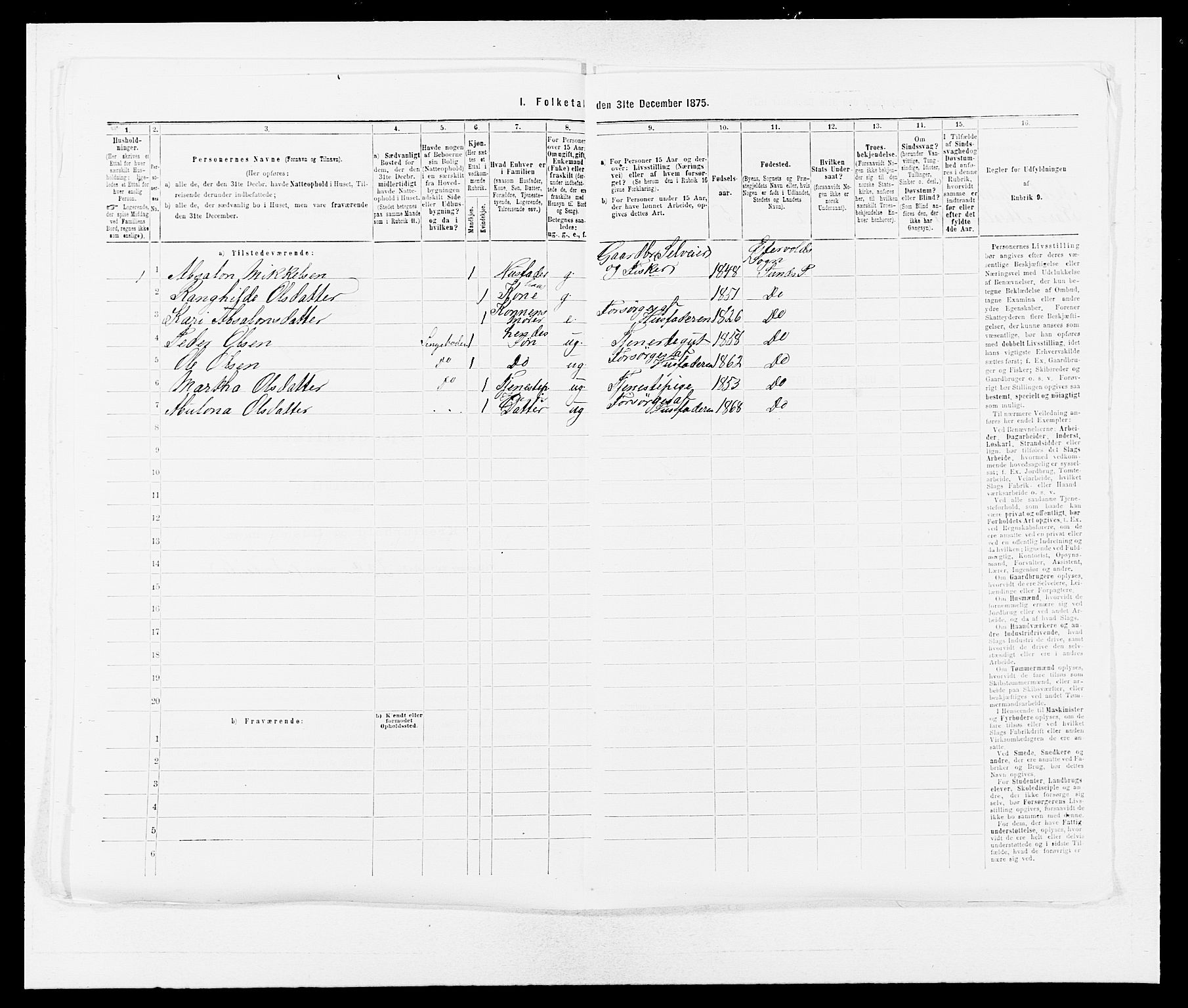 SAB, 1875 census for 1245P Sund, 1875, p. 1073