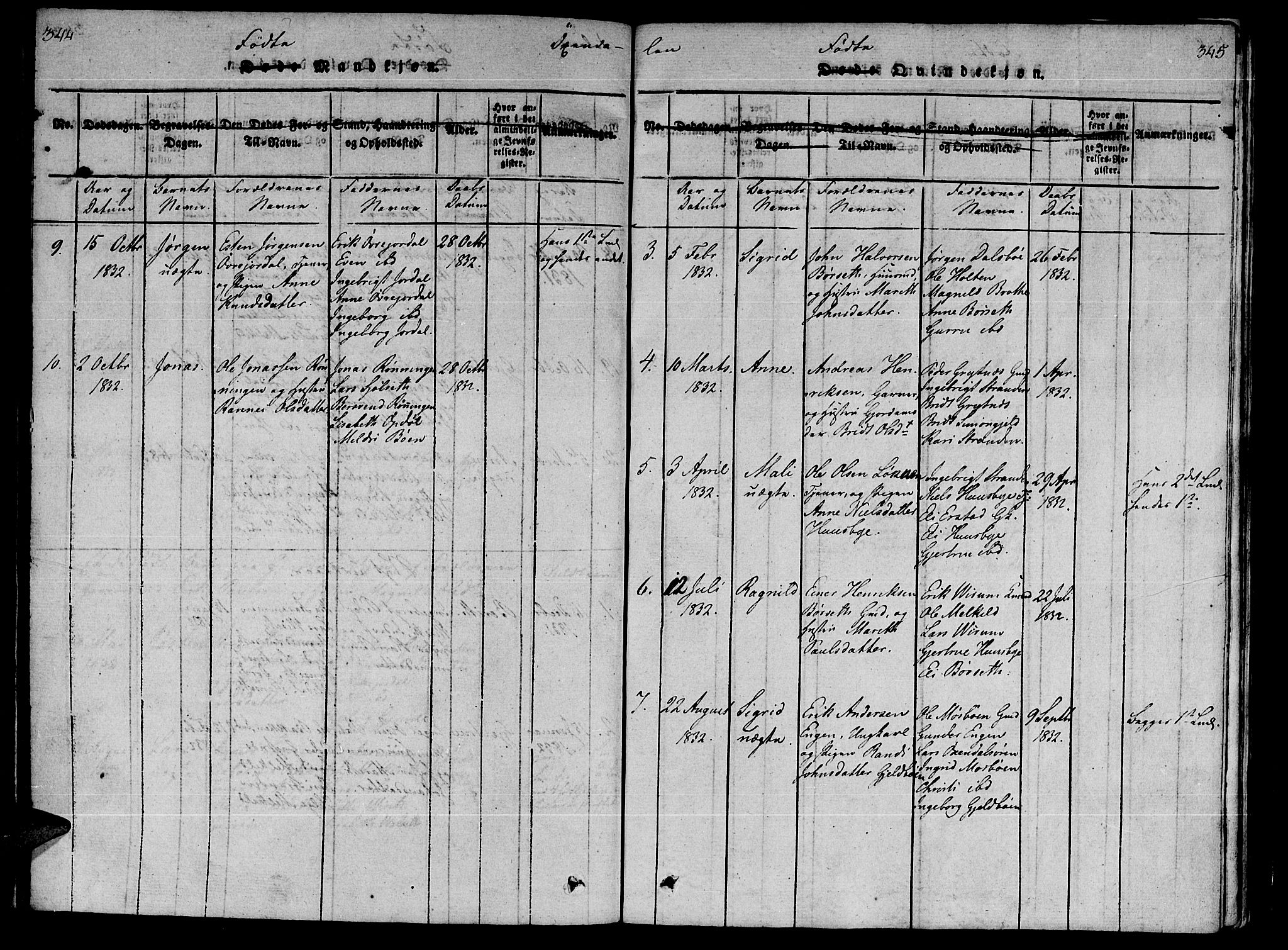 Ministerialprotokoller, klokkerbøker og fødselsregistre - Møre og Romsdal, AV/SAT-A-1454/590/L1011: Parish register (official) no. 590A03 /3, 1819-1832, p. 344-345