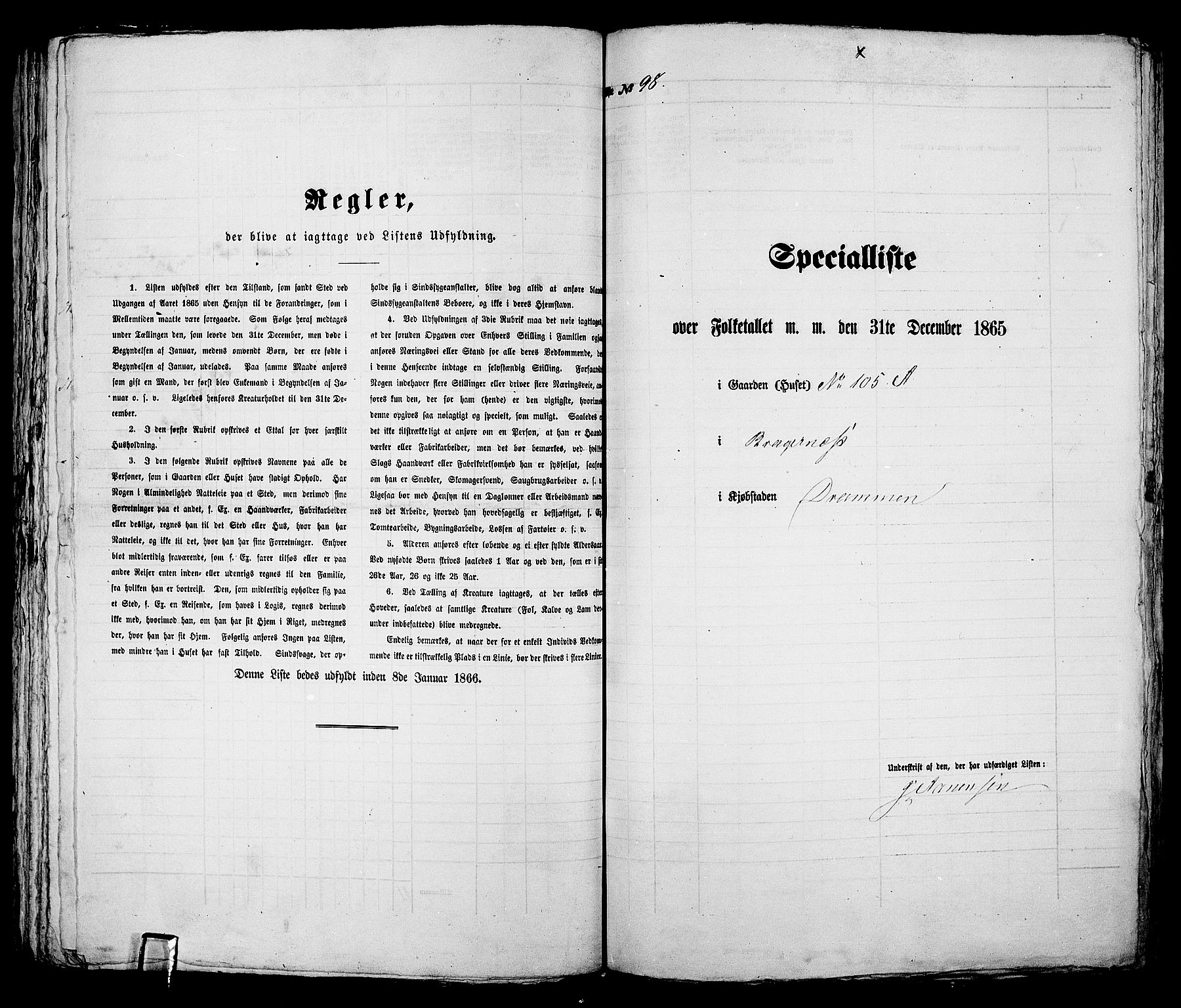 RA, 1865 census for Bragernes in Drammen, 1865, p. 215