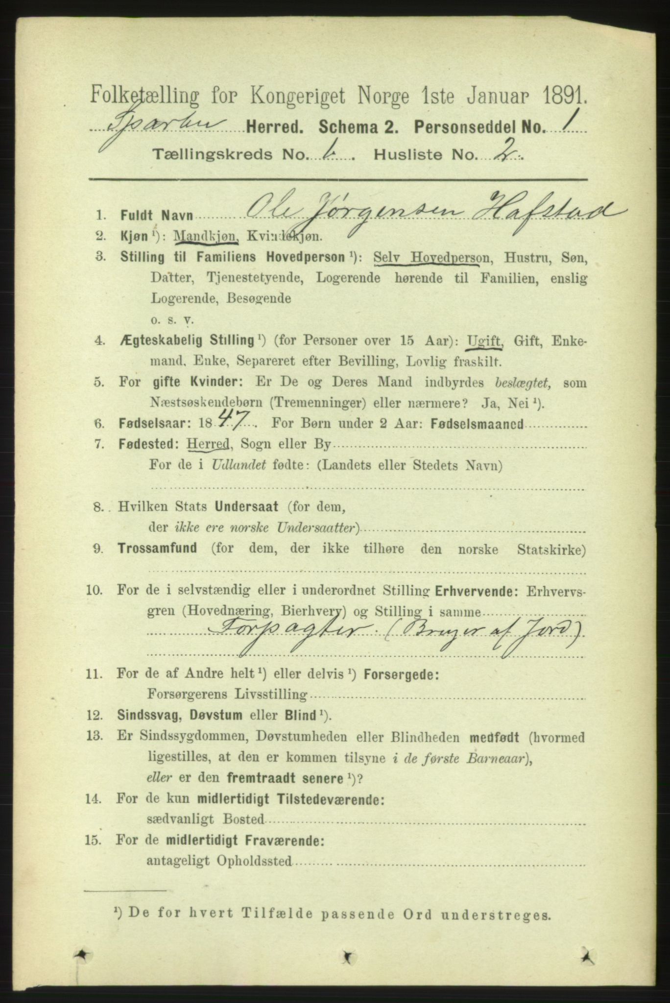 RA, 1891 census for 1731 Sparbu, 1891, p. 129