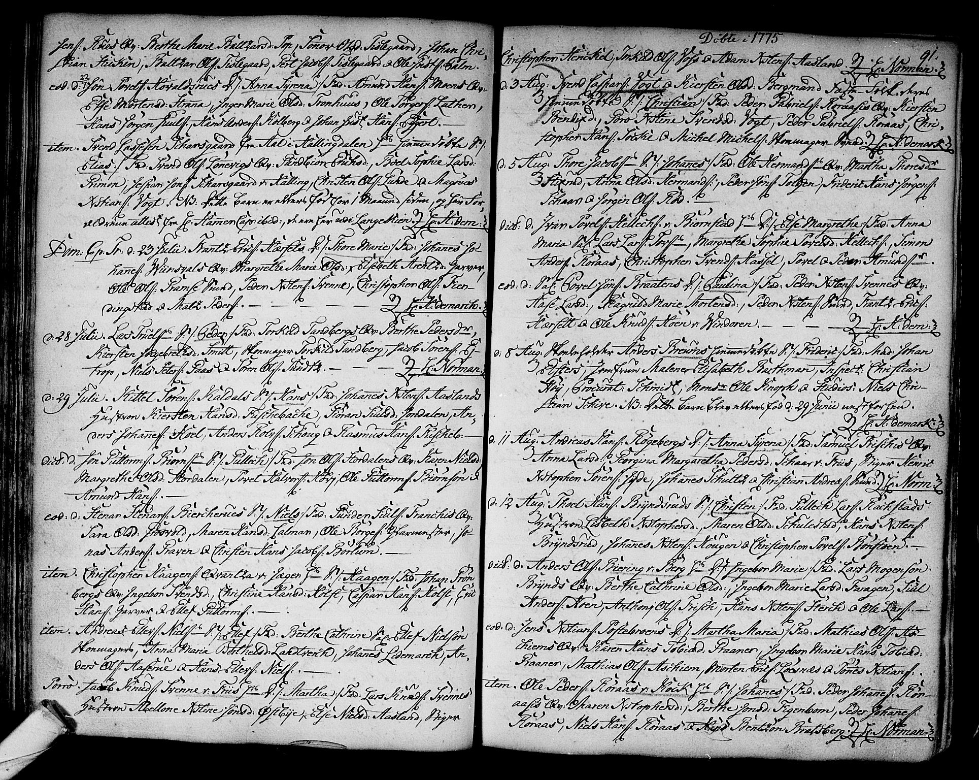 Kongsberg kirkebøker, AV/SAKO-A-22/F/Fa/L0005: Parish register (official) no. I 5, 1769-1782, p. 91