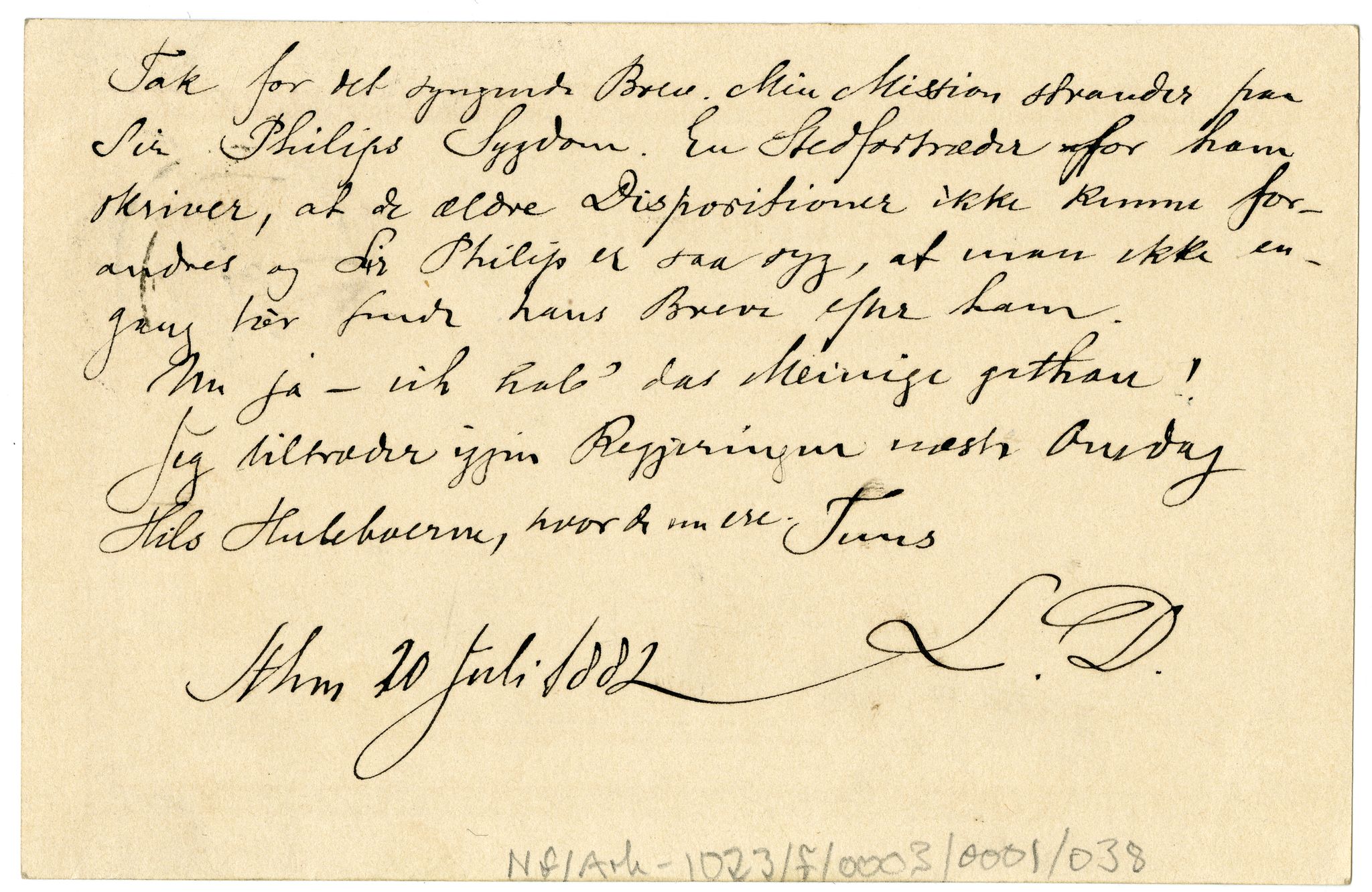 Diderik Maria Aalls brevsamling, NF/Ark-1023/F/L0003: D.M. Aalls brevsamling. D - G, 1797-1889, p. 71