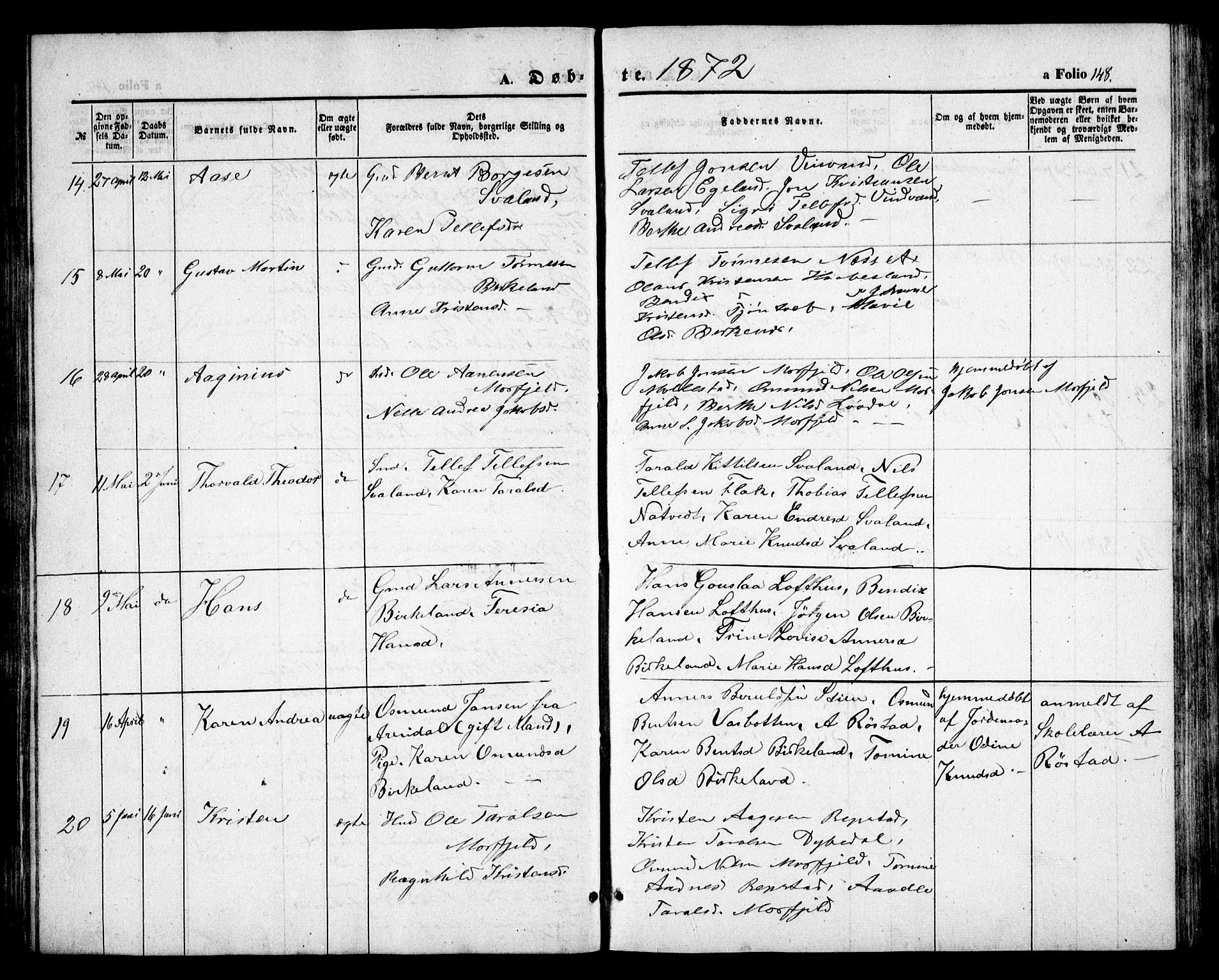 Birkenes sokneprestkontor, AV/SAK-1111-0004/F/Fb/L0002: Parish register (copy) no. B 2, 1849-1876, p. 148