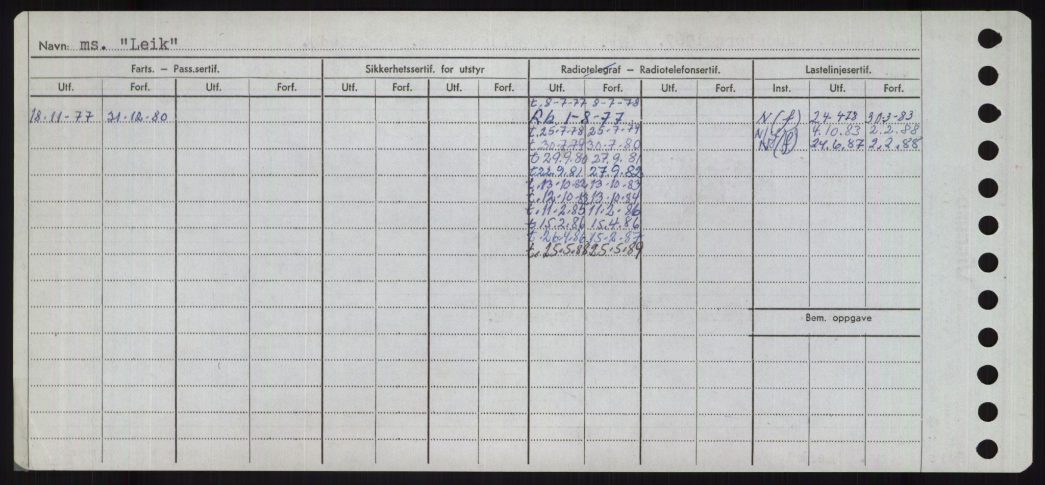 Sjøfartsdirektoratet med forløpere, Skipsmålingen, RA/S-1627/H/Ha/L0003/0002: Fartøy, Hilm-Mar / Fartøy, Kom-Mar, p. 374