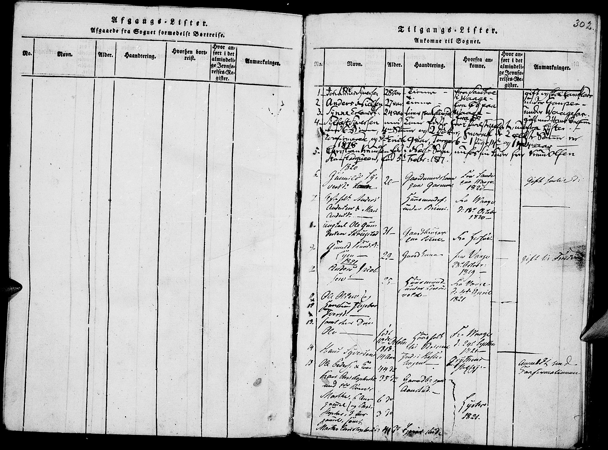 Lom prestekontor, SAH/PREST-070/K/L0004: Parish register (official) no. 4, 1815-1825, p. 302