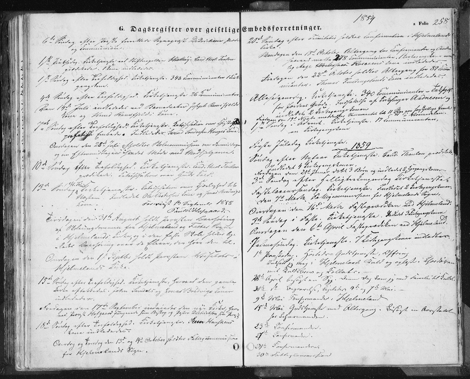 Hjelmeland sokneprestkontor, AV/SAST-A-101843/01/IV/L0009: Parish register (official) no. A 9, 1846-1860, p. 258