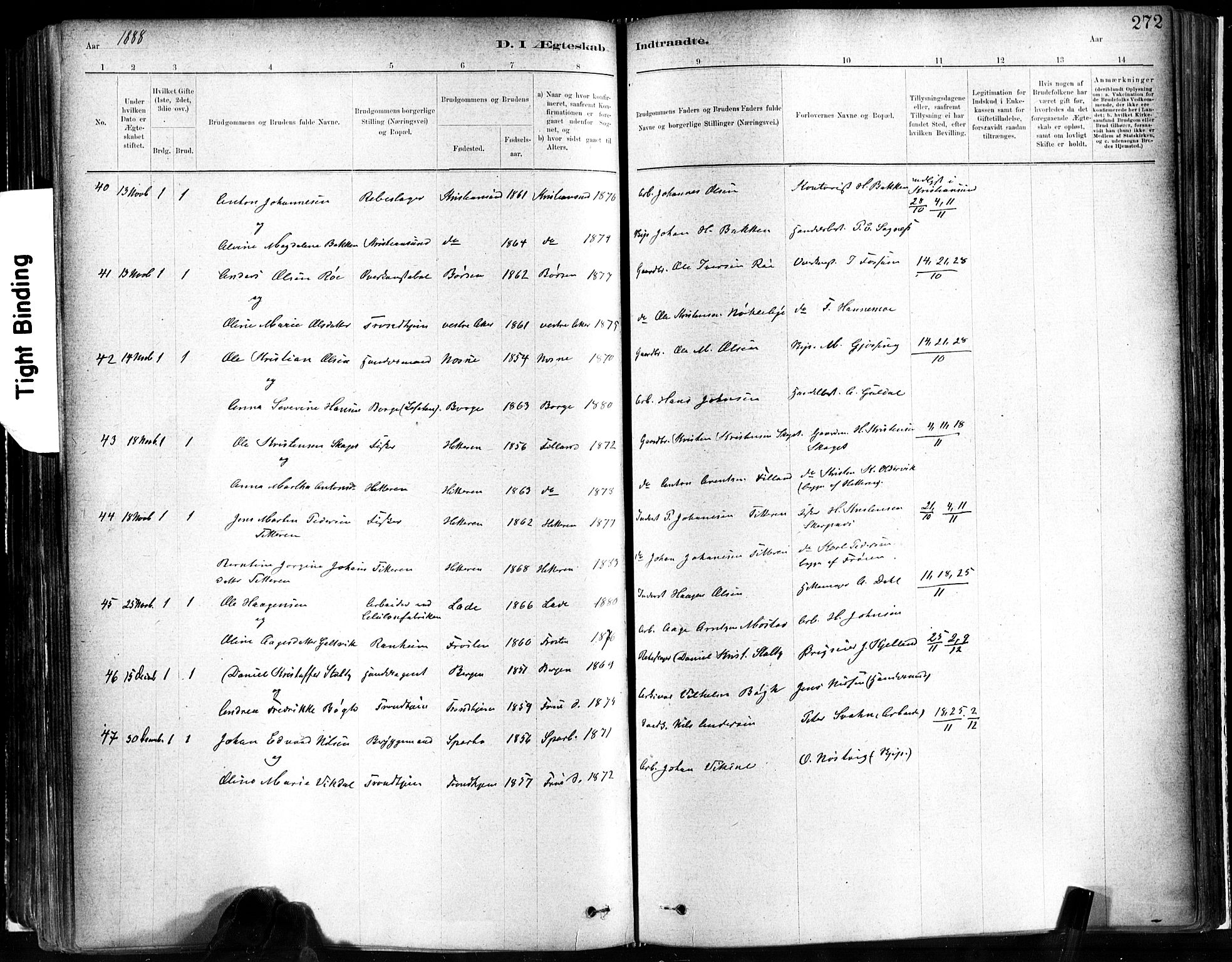 Ministerialprotokoller, klokkerbøker og fødselsregistre - Sør-Trøndelag, SAT/A-1456/602/L0119: Parish register (official) no. 602A17, 1880-1901, p. 272