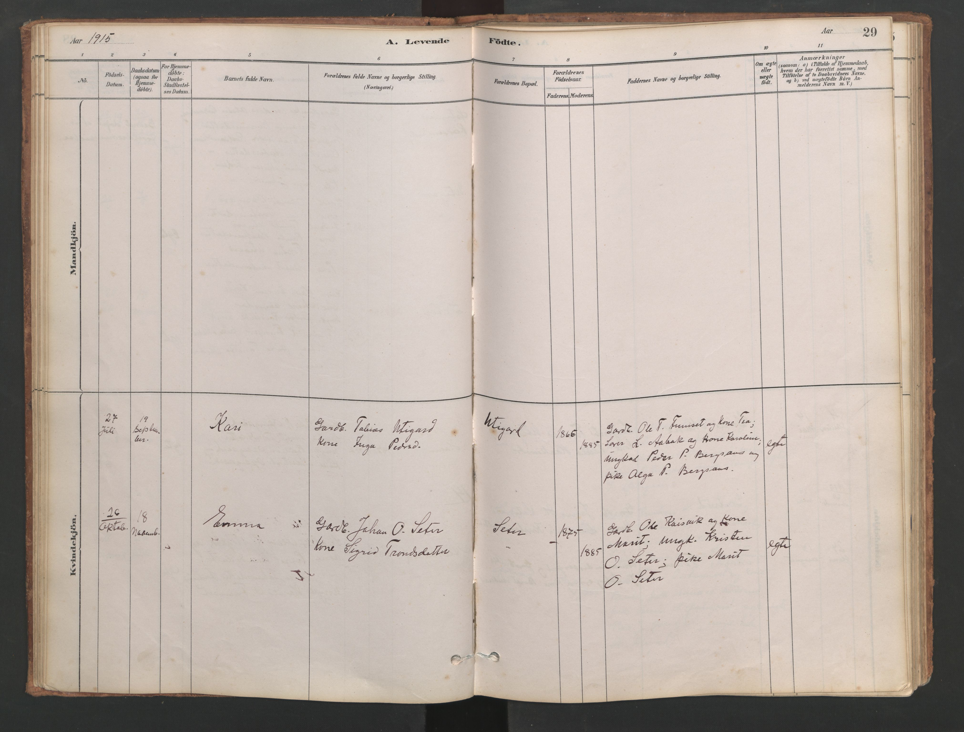 Ministerialprotokoller, klokkerbøker og fødselsregistre - Møre og Romsdal, AV/SAT-A-1454/553/L0642: Parish register (copy) no. 553C01, 1880-1968, p. 29
