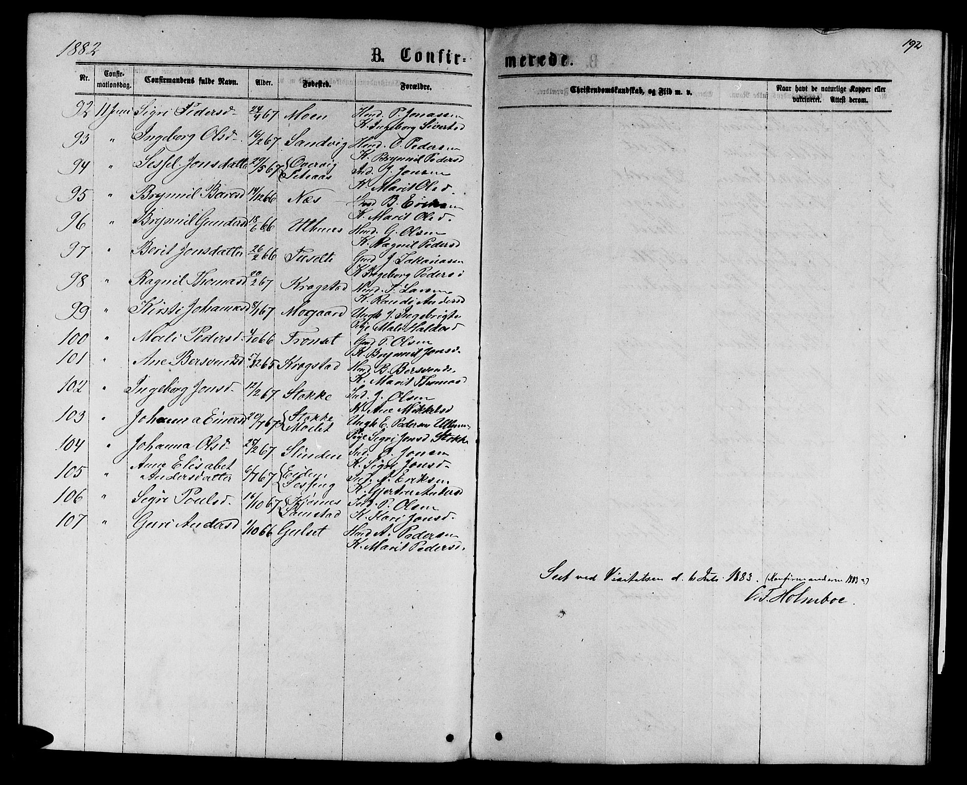 Ministerialprotokoller, klokkerbøker og fødselsregistre - Sør-Trøndelag, SAT/A-1456/695/L1156: Parish register (copy) no. 695C07, 1869-1888, p. 192