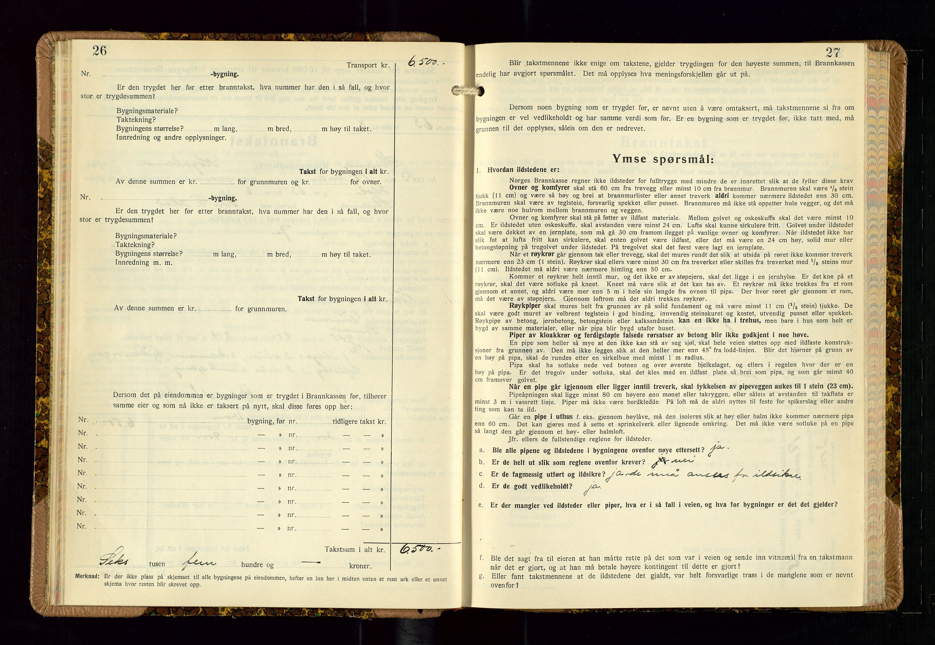 Strand og Forsand lensmannskontor, SAST/A-100451/Gob/L0002: Branntakstprotokoll, 1942-1953, p. 26-27