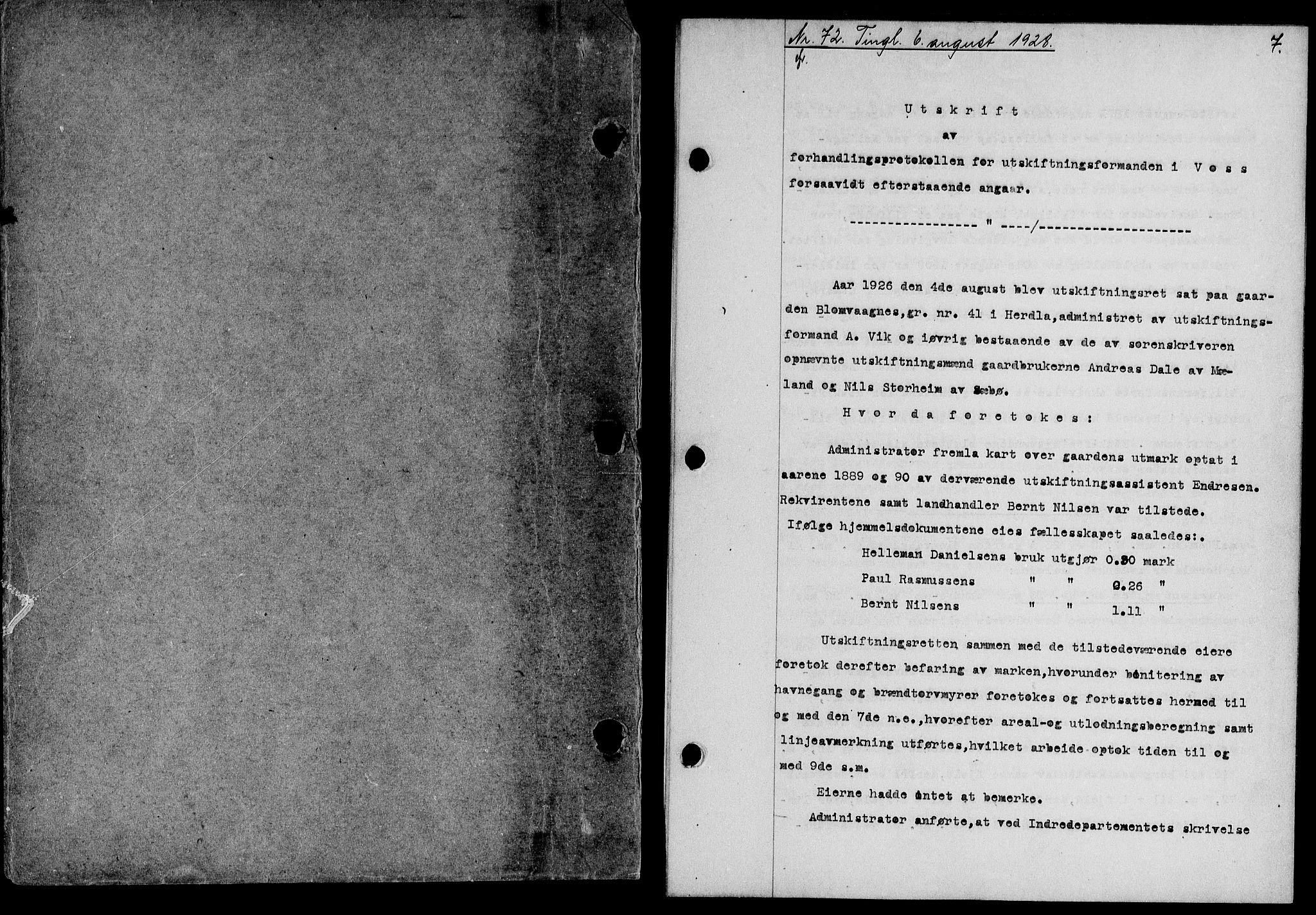 Nordhordland sorenskrivar, SAB/A-2901/1/G/Gb/Gba/L0065a: Mortgage book no. II.B.a.65, 1928-1929, Deed date: 06.08.1928