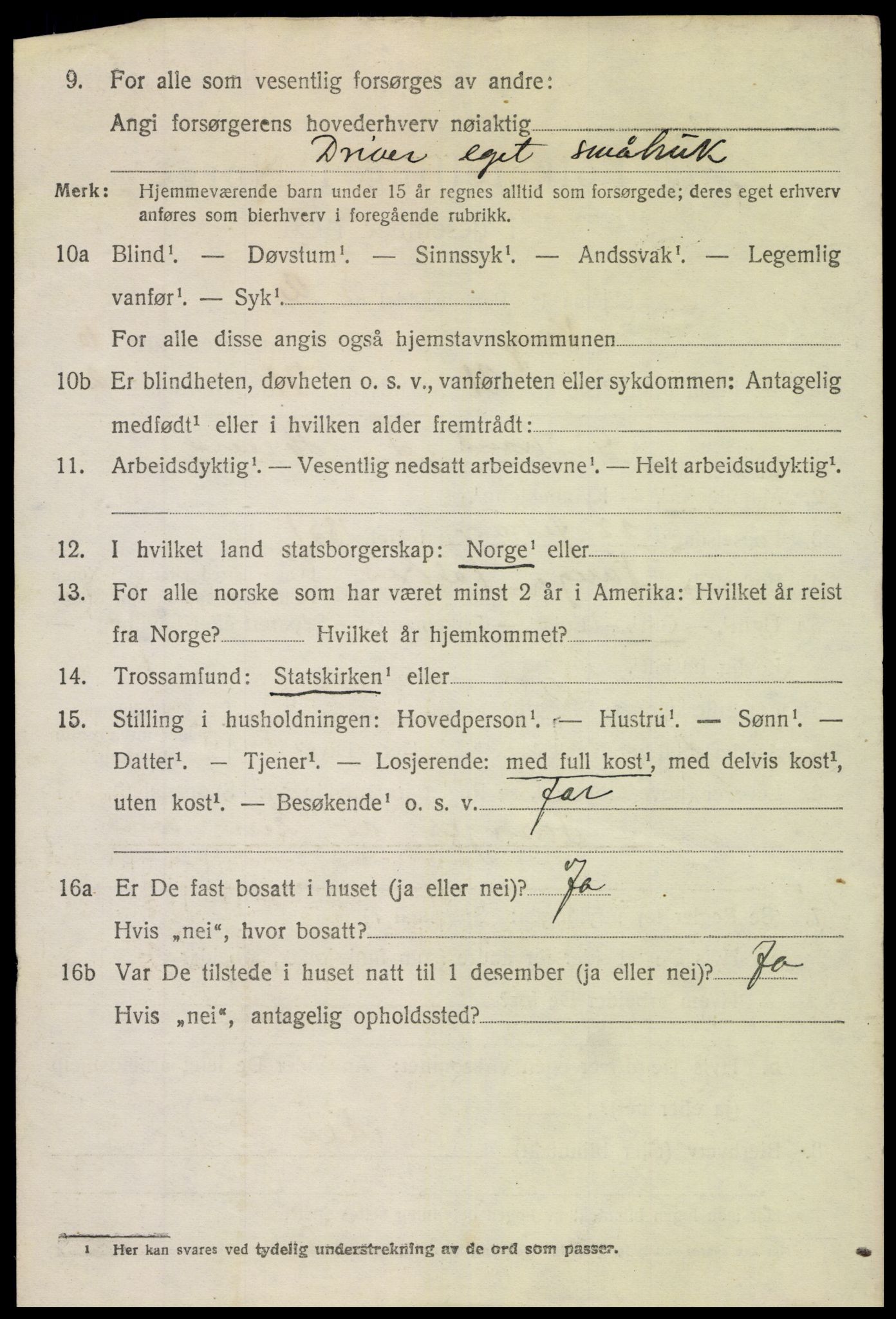SAH, 1920 census for Vang (Oppland), 1920, p. 3078