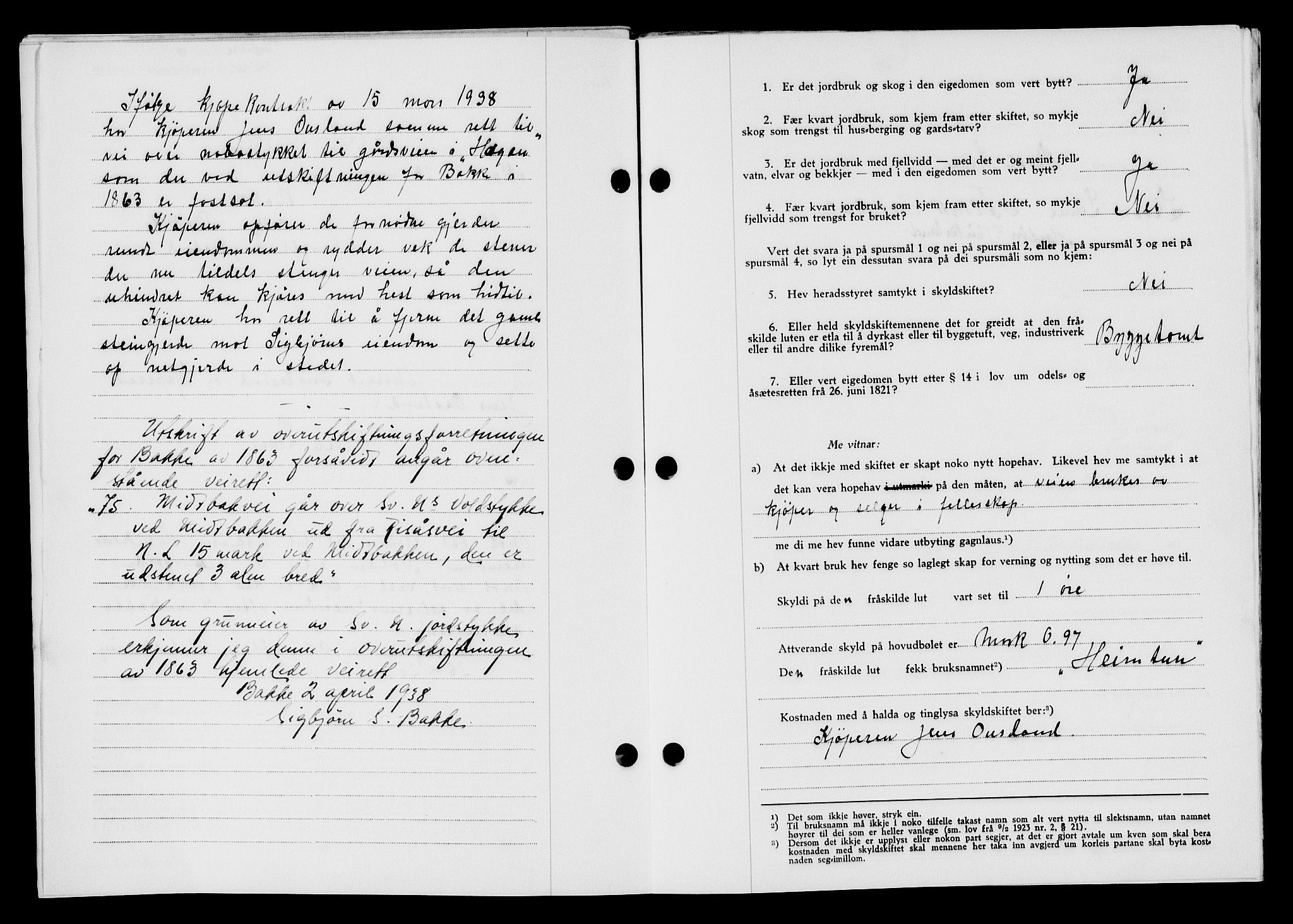 Flekkefjord sorenskriveri, SAK/1221-0001/G/Gb/Gba/L0054: Mortgage book no. A-2, 1937-1938, Diary no: : 208/1938