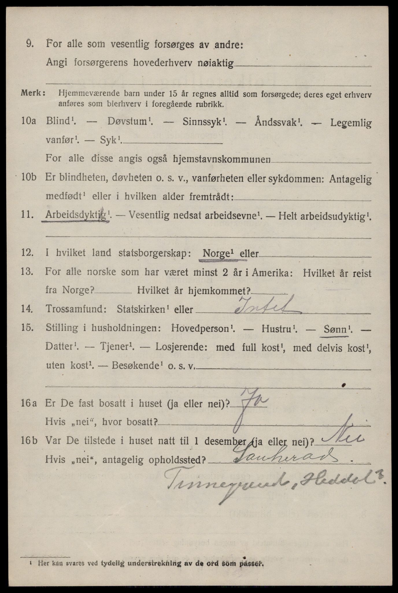 SAKO, 1920 census for Hjartdal, 1920, p. 2221
