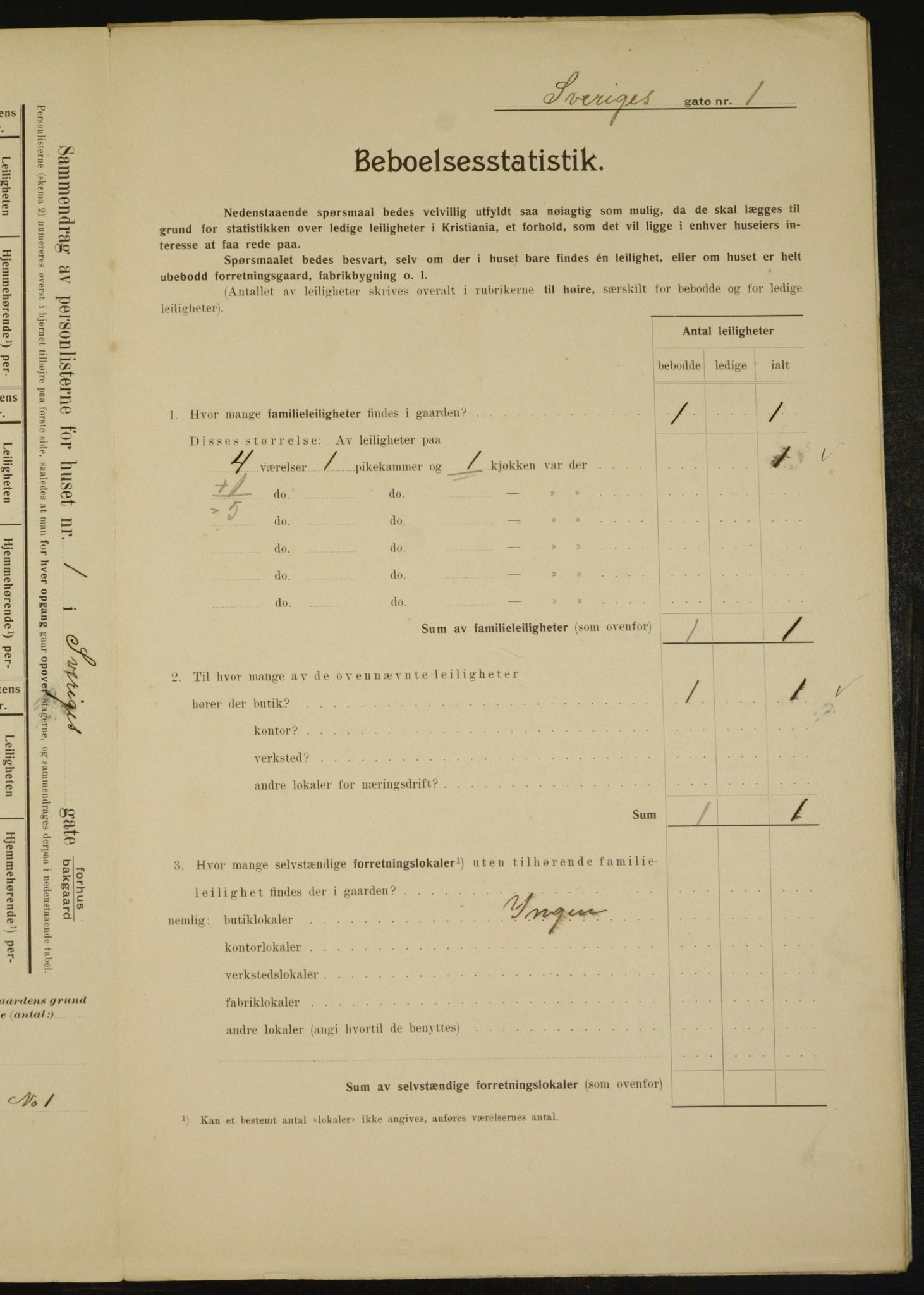 OBA, Municipal Census 1910 for Kristiania, 1910, p. 100306