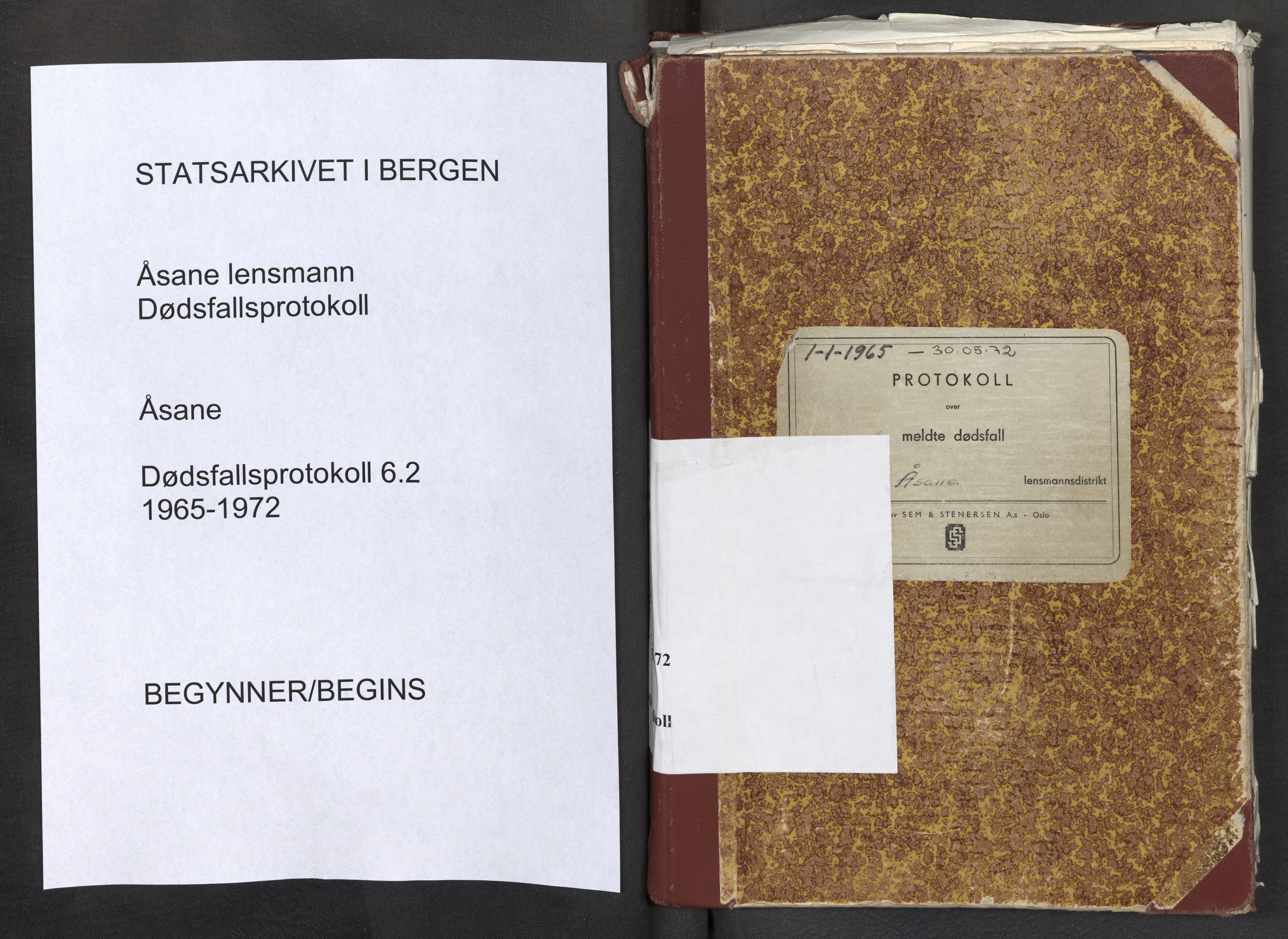 Lensmannen i Åsane, SAB/A-100156/0006/L0002: Dødsfallprotokoll, 1965-1972