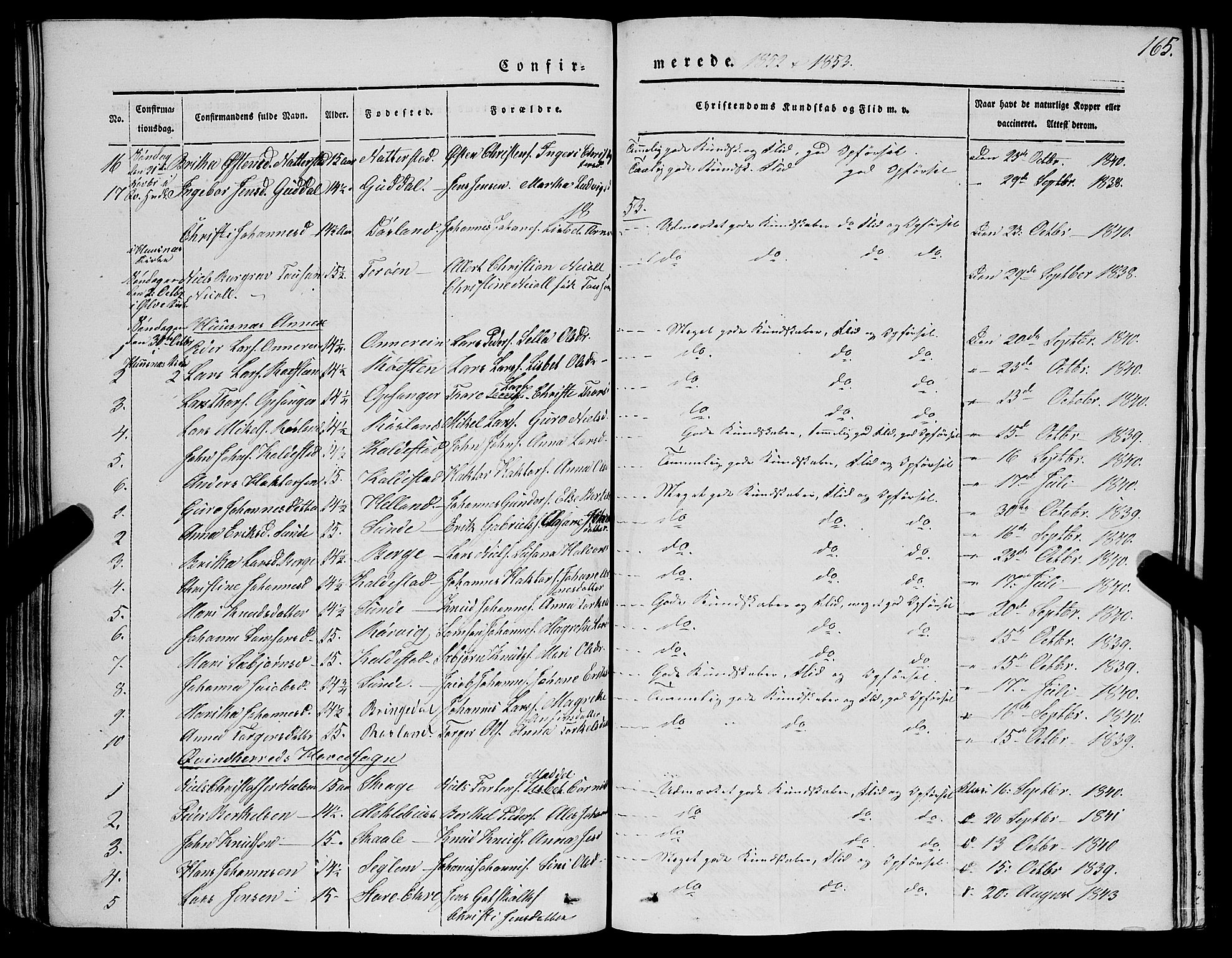 Kvinnherad sokneprestembete, SAB/A-76401/H/Haa: Parish register (official) no. A 7, 1843-1853, p. 165