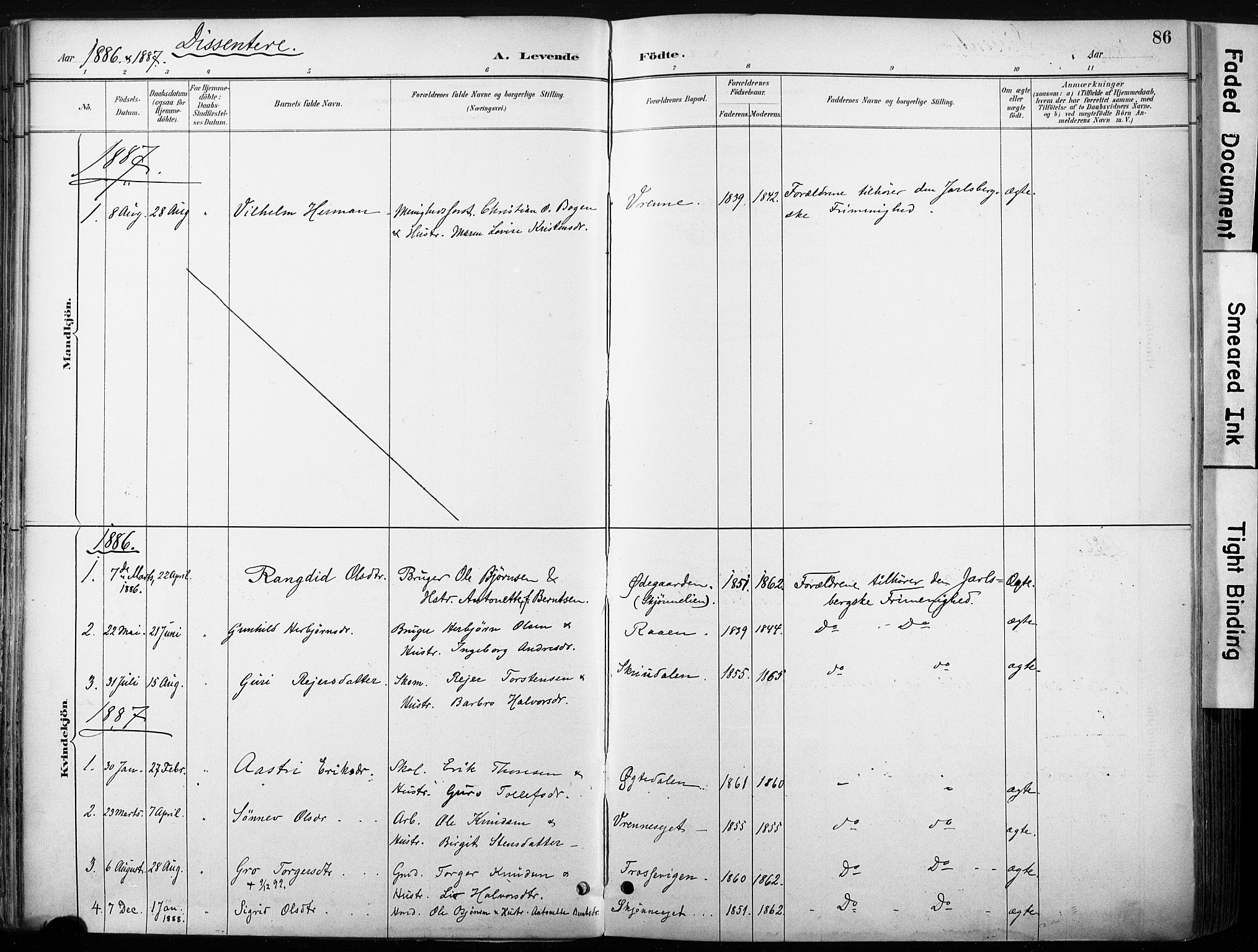 Nore kirkebøker, SAKO/A-238/F/Fb/L0002: Parish register (official) no. II 2, 1886-1906, p. 86
