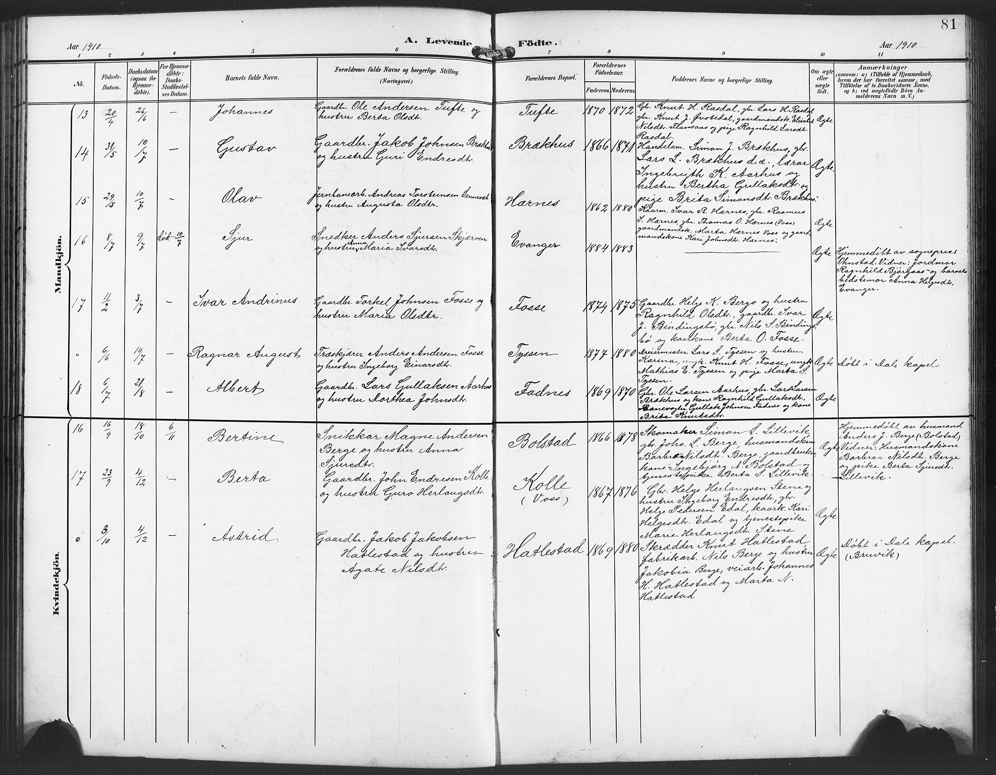 Evanger sokneprestembete, SAB/A-99924: Parish register (copy) no. A 5, 1897-1917, p. 81