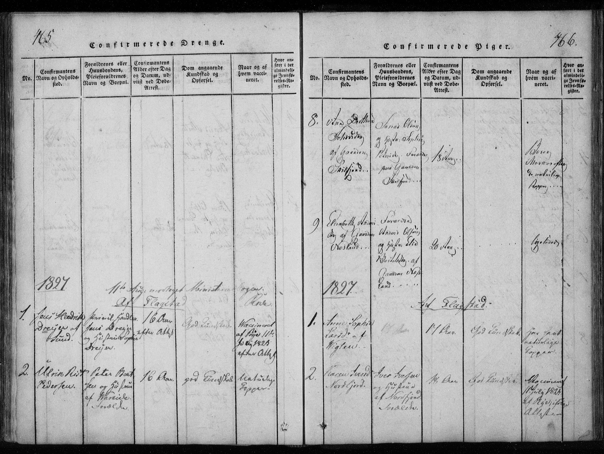 Ministerialprotokoller, klokkerbøker og fødselsregistre - Nordland, AV/SAT-A-1459/885/L1201: Parish register (official) no. 885A02, 1820-1837, p. 465-466