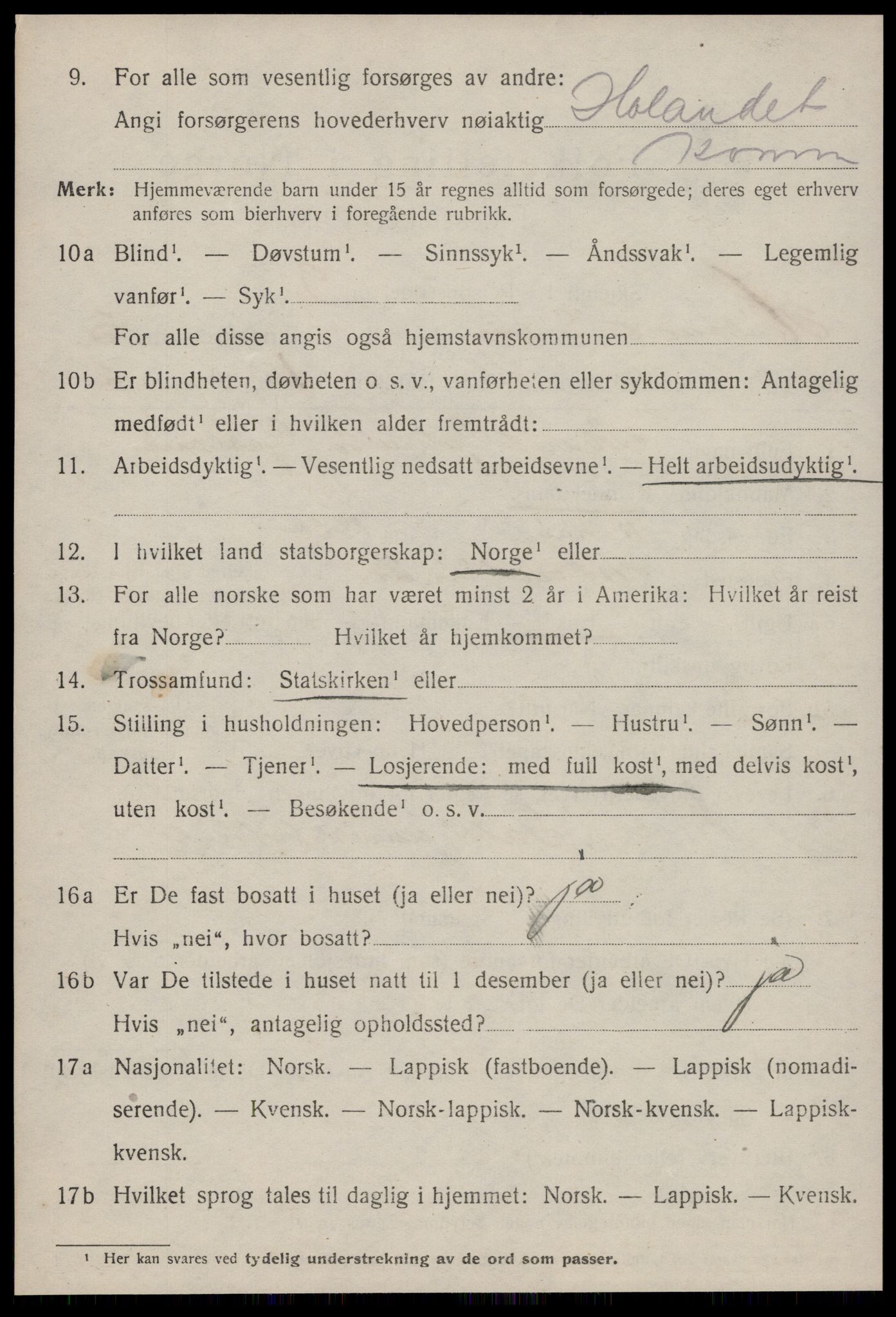 SAT, 1920 census for Hølonda, 1920, p. 1460