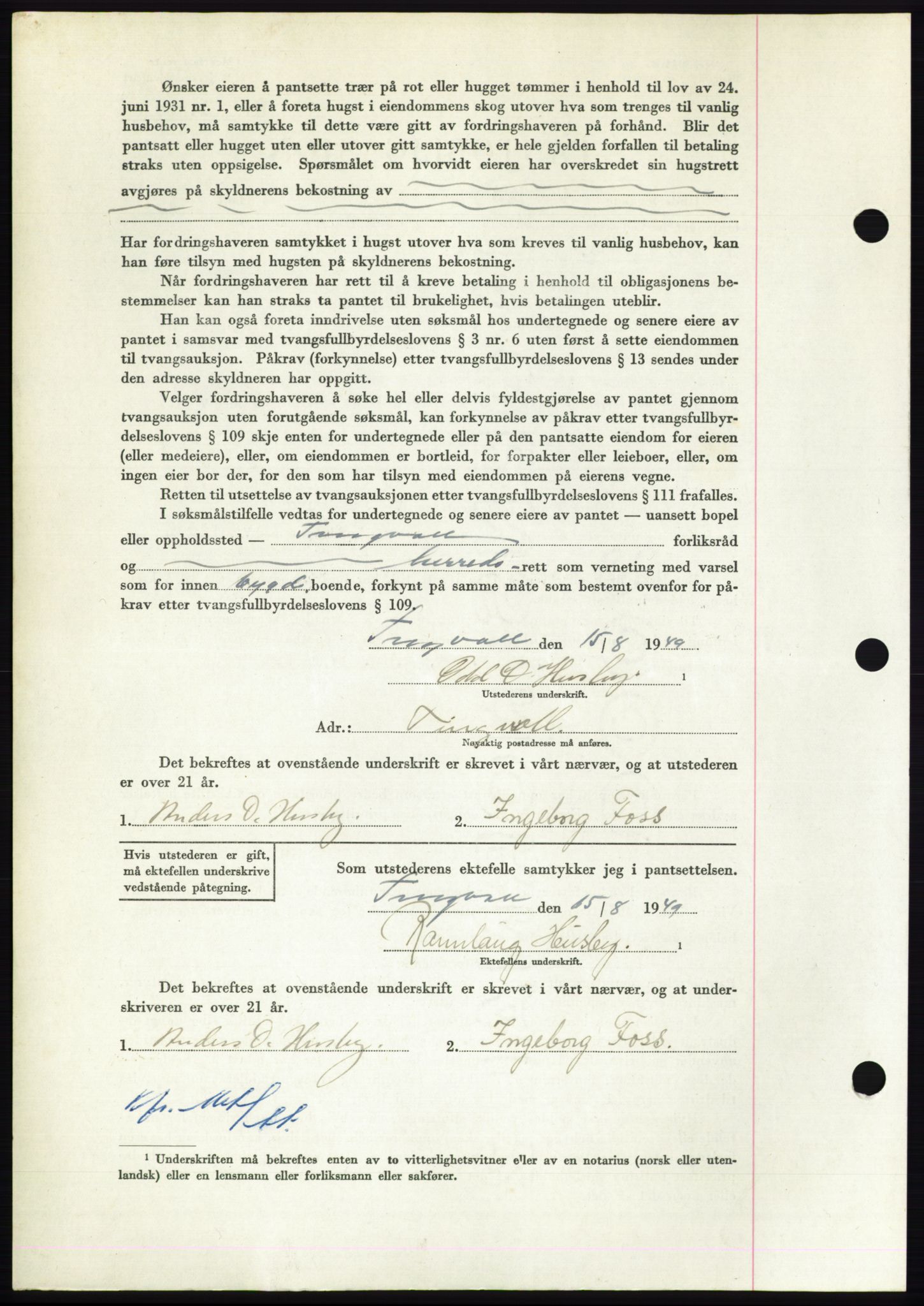 Nordmøre sorenskriveri, AV/SAT-A-4132/1/2/2Ca: Mortgage book no. B102, 1949-1949, Diary no: : 2269/1949